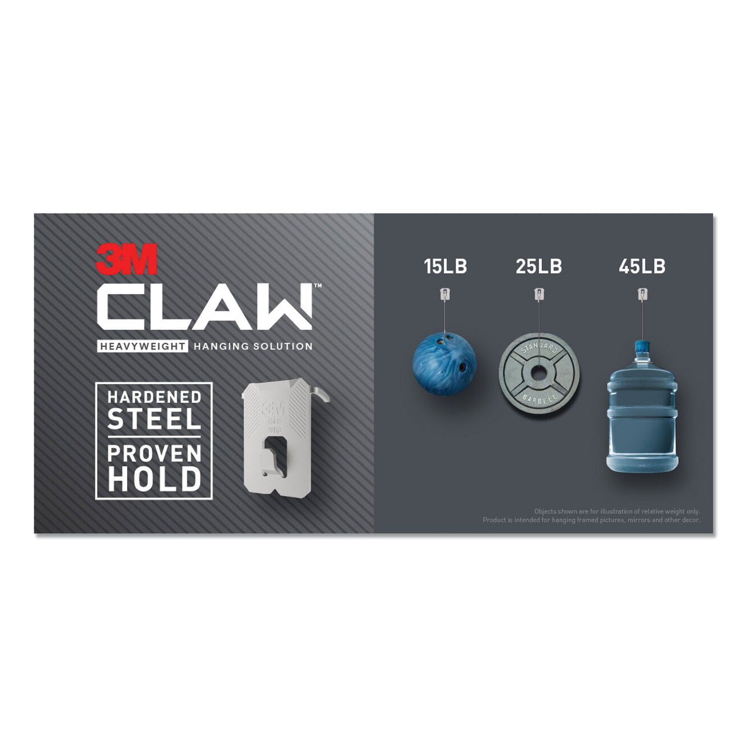 3M™ Claw Drywall Picture Hanger, Stainless Steel, 25 lb Capacity, 4 Hooks and 4 Spot Markers,