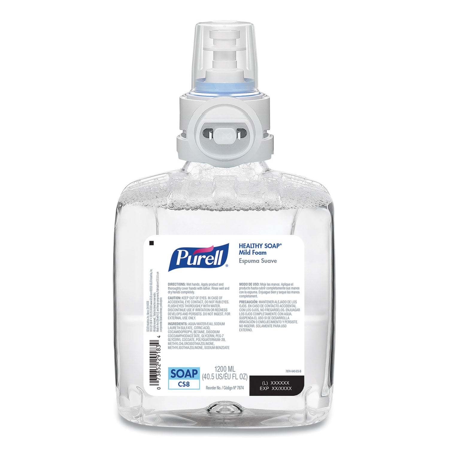 PURELL® Professional HEALTHY SOAP Mild Foam Refill, For CS8 Dispensers, Fragrance-Free, 1,200 mL, 2/Carton