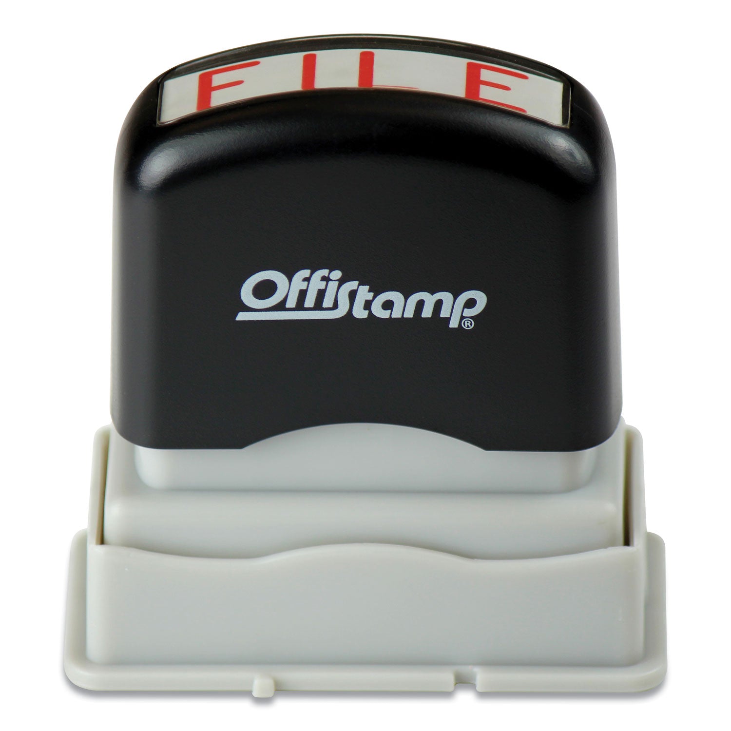 Offistamp® Pre-Inked Message Stamp, File, 1.63" X 0.38", Red Ink