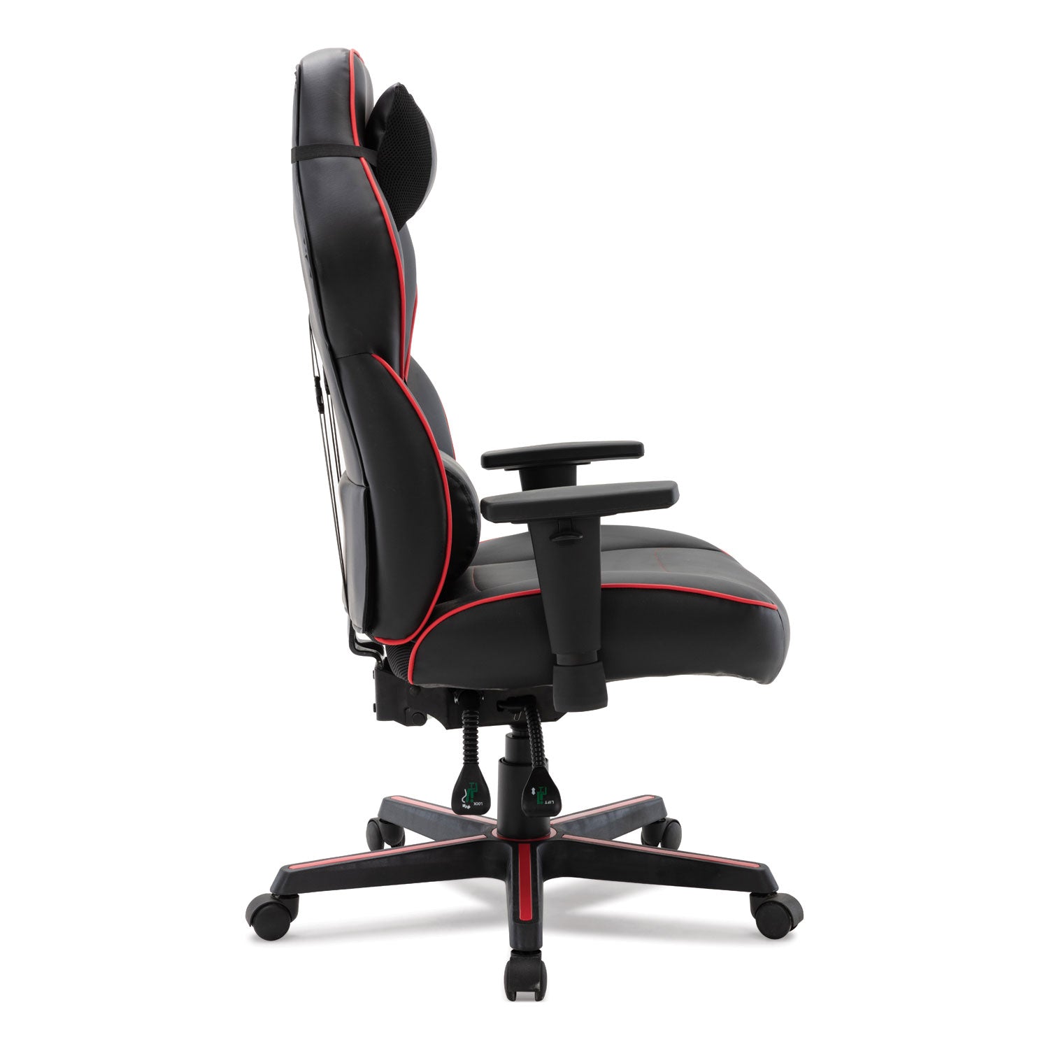 Alera® Racing Style Ergonomic Gaming Chair, Supports 275 Lb, 15.91" To 19.8" Seat Height, Black/red Trim Seat/back, Black/red Base