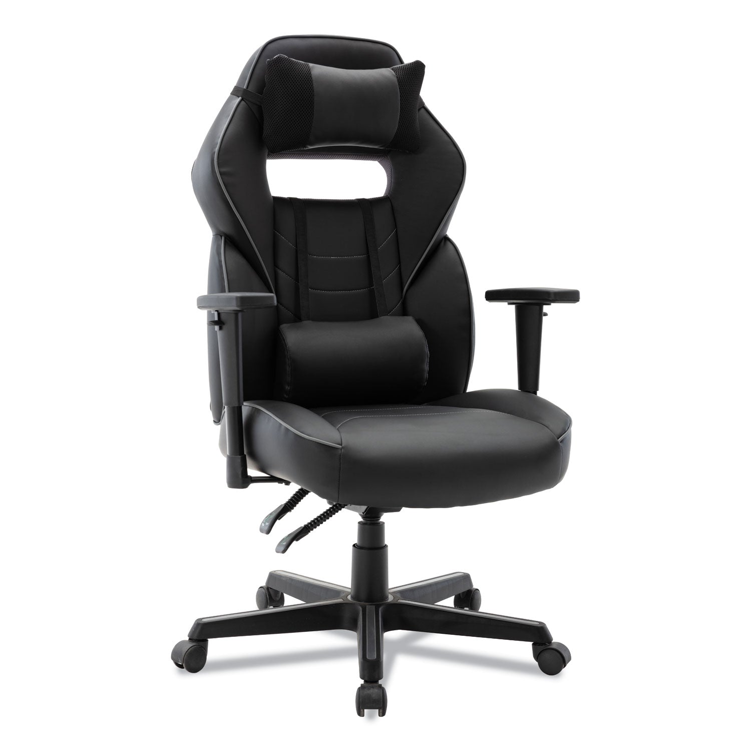 Alera® Racing Style Ergonomic Gaming Chair, Supports 275 Lb, 15.91" To 19.8" Seat Height, Black/gray Trim Seat/back, Black/gray Base