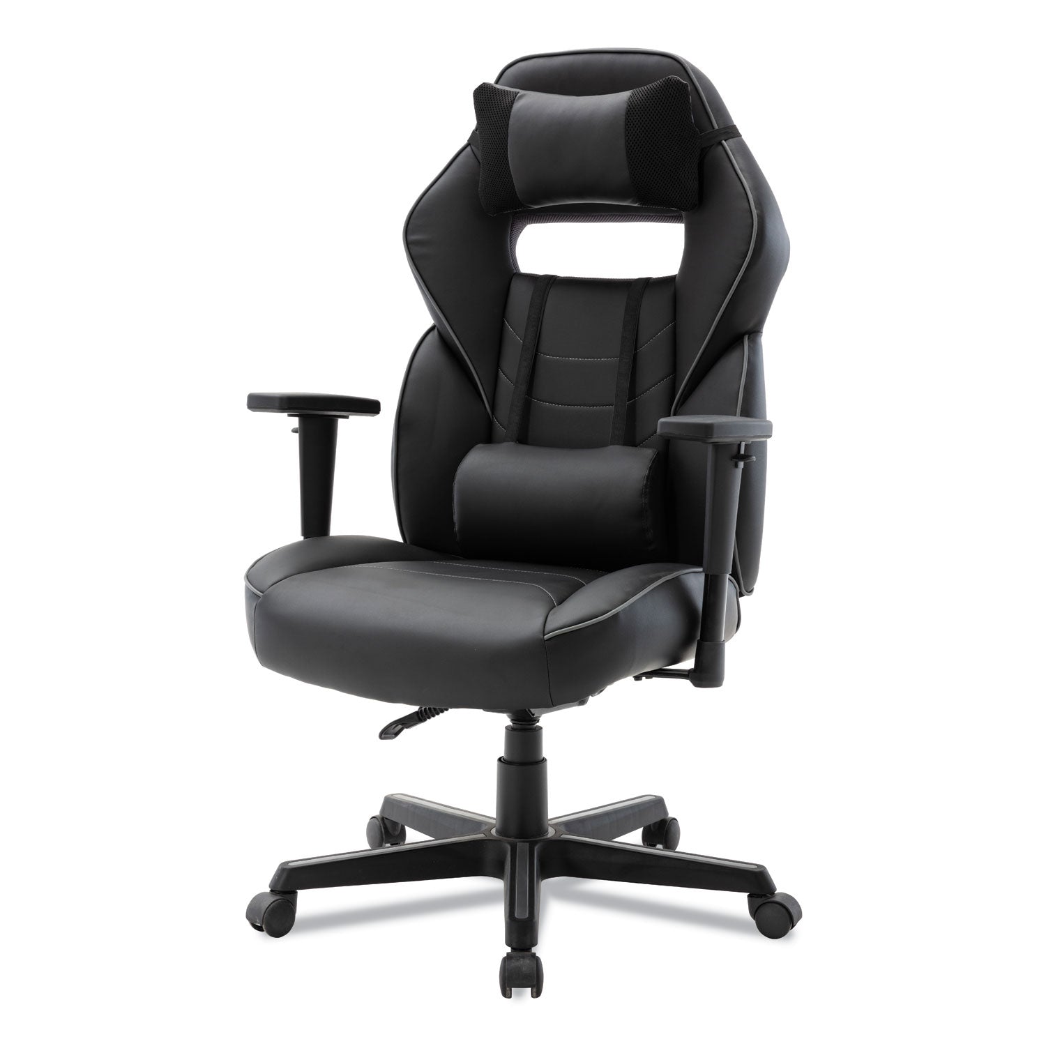 Alera® Racing Style Ergonomic Gaming Chair, Supports 275 Lb, 15.91" To 19.8" Seat Height, Black/gray Trim Seat/back, Black/gray Base