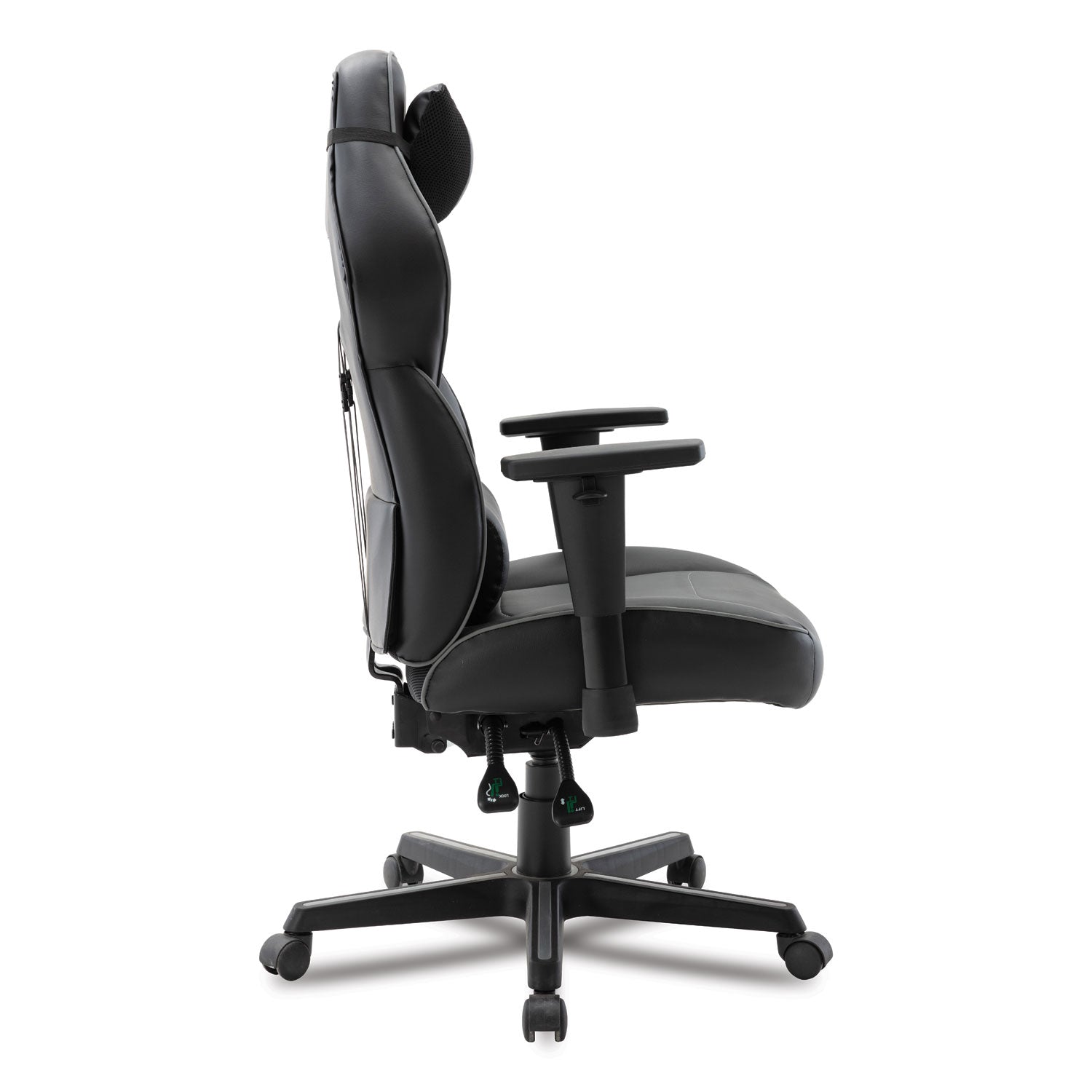 Alera® Racing Style Ergonomic Gaming Chair, Supports 275 Lb, 15.91" To 19.8" Seat Height, Black/gray Trim Seat/back, Black/gray Base