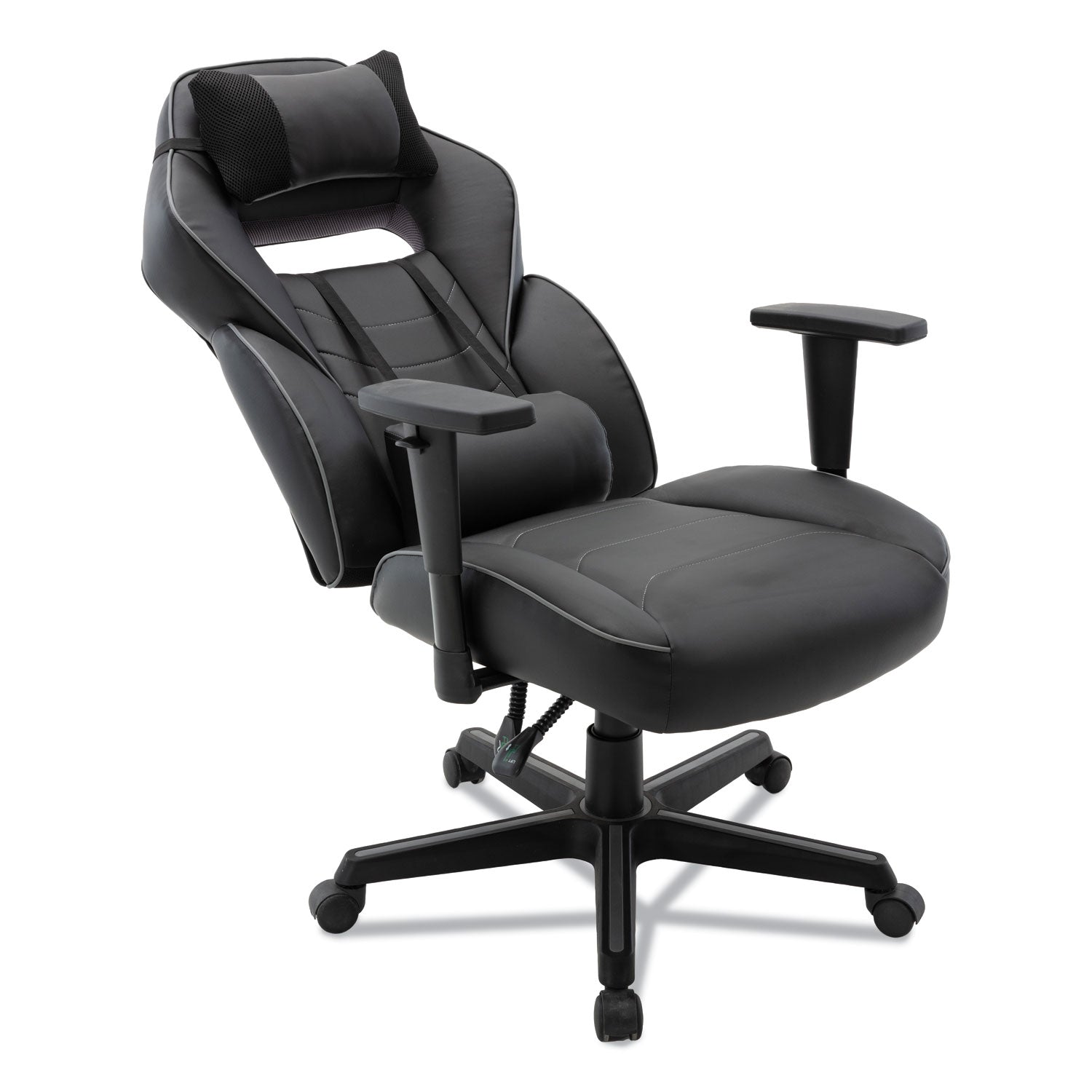 Alera® Racing Style Ergonomic Gaming Chair, Supports 275 Lb, 15.91" To 19.8" Seat Height, Black/gray Trim Seat/back, Black/gray Base