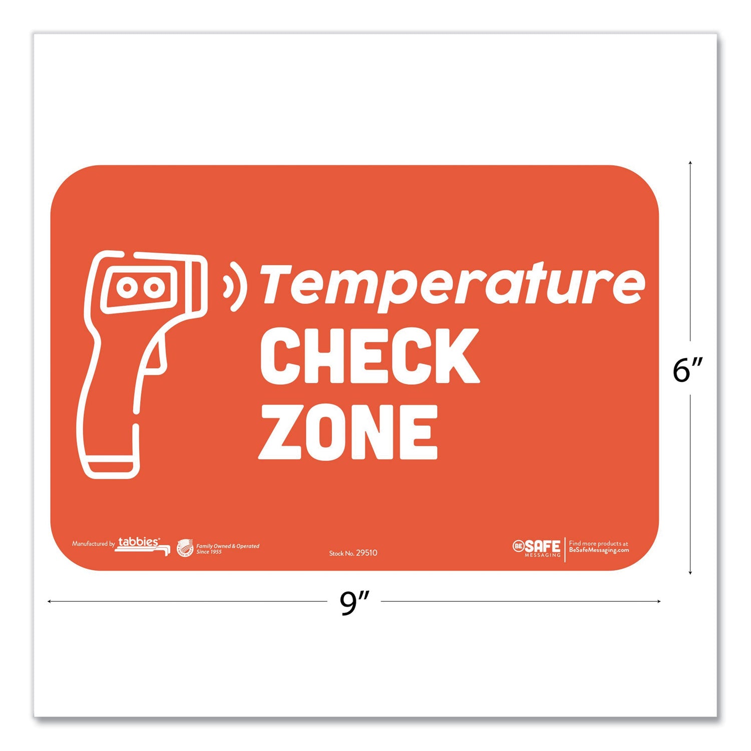Tabbies® BeSafe Messaging Education Wall Signs, 9 x 6, "Temperature Check Zone", 3/Pack