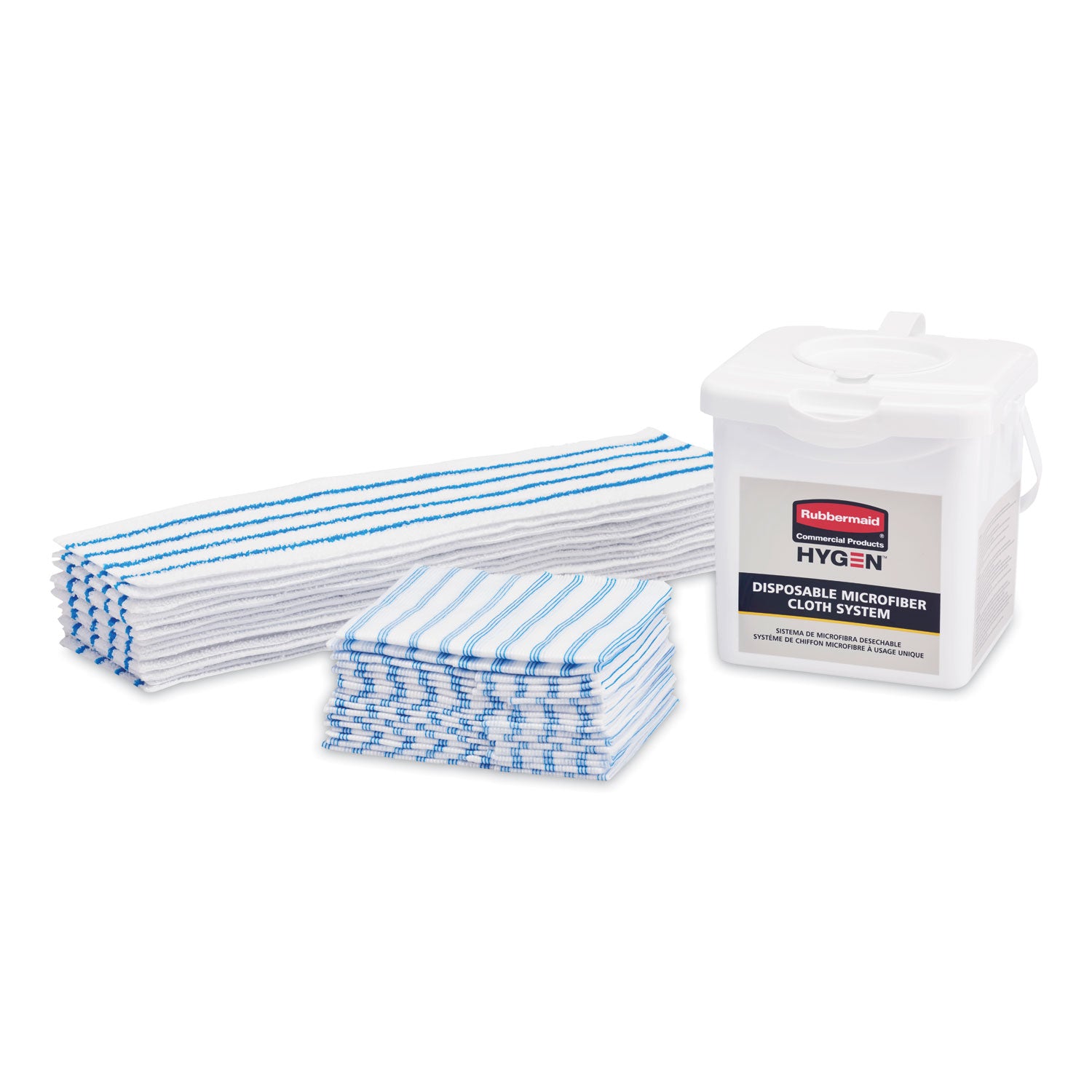 Rubbermaid® Commercial HYGEN™ Disposable Microfiber Cleaning Cloths, 12 x 12, Blue/White Stripes, 600/Carton