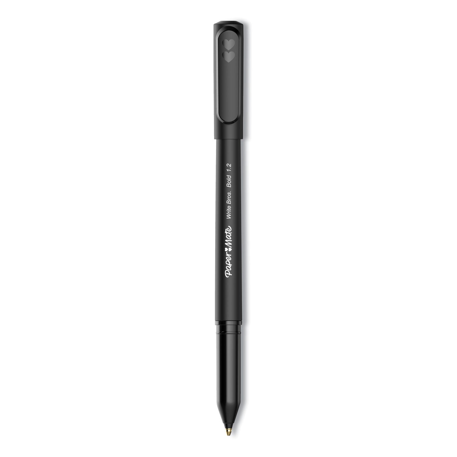 Write Bros. Ballpoint Pen, Stick, Bold 1.2 mm, Black Ink, Black Barrel, Dozen