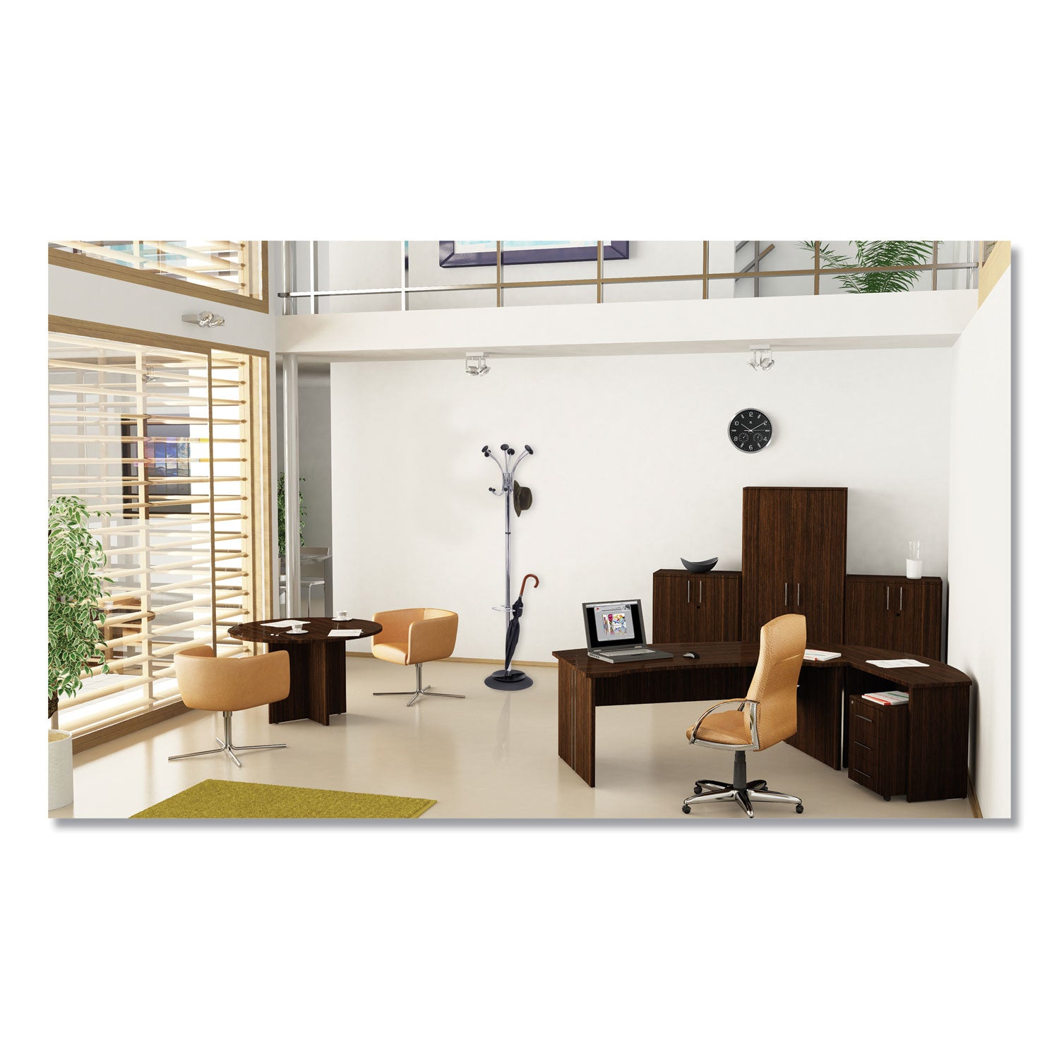 Alba™ Chromy Coat Stand, 12 Knobs, 16w X 16d X 70.5h, Chrome/black