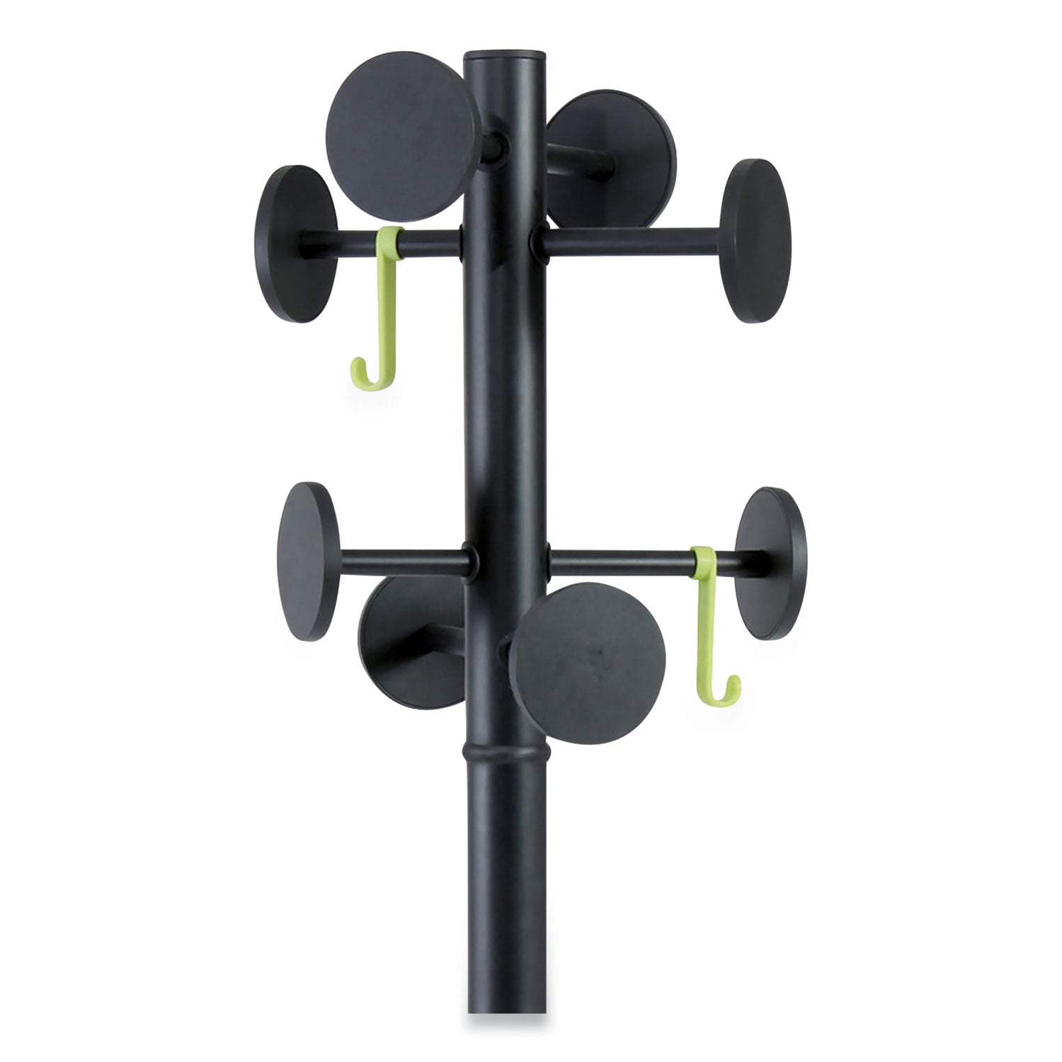 Alba™ Stan3 Steel Coat Rack, Stand Alone Rack, Eight Knobs, 15w X 15d X 69.3h, Black
