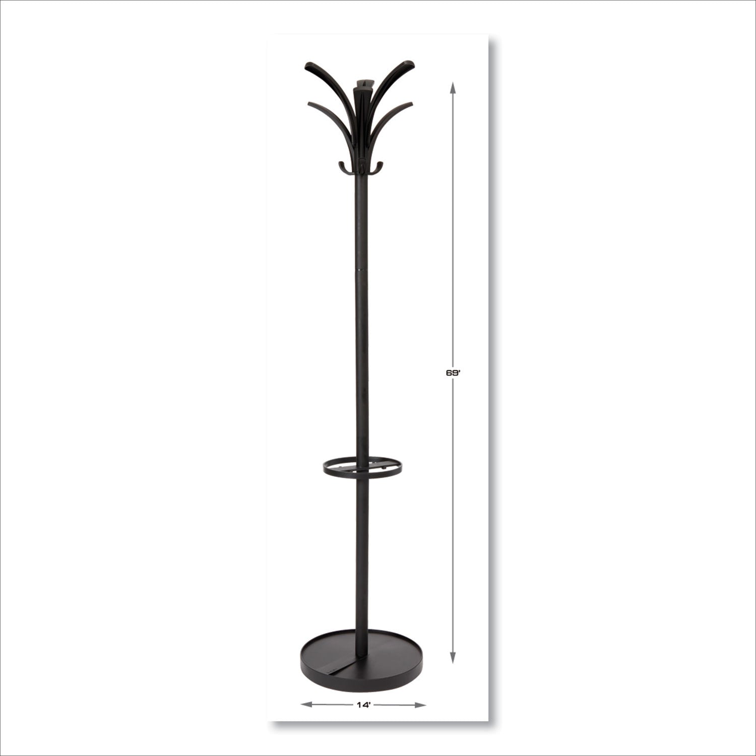 Alba™ Brio Coat Stand, 13.75w X 13.75d X 66.25h, Black