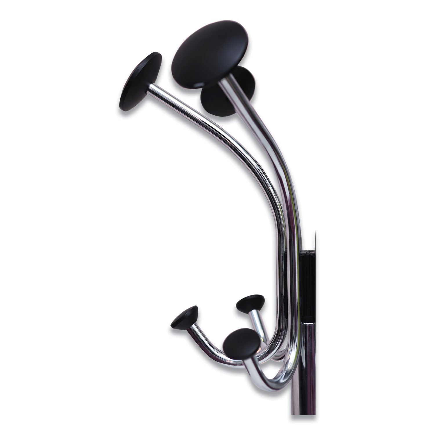Alba™ Chromy Coat Stand, 12 Knobs, 16w X 16d X 70.5h, Chrome/black