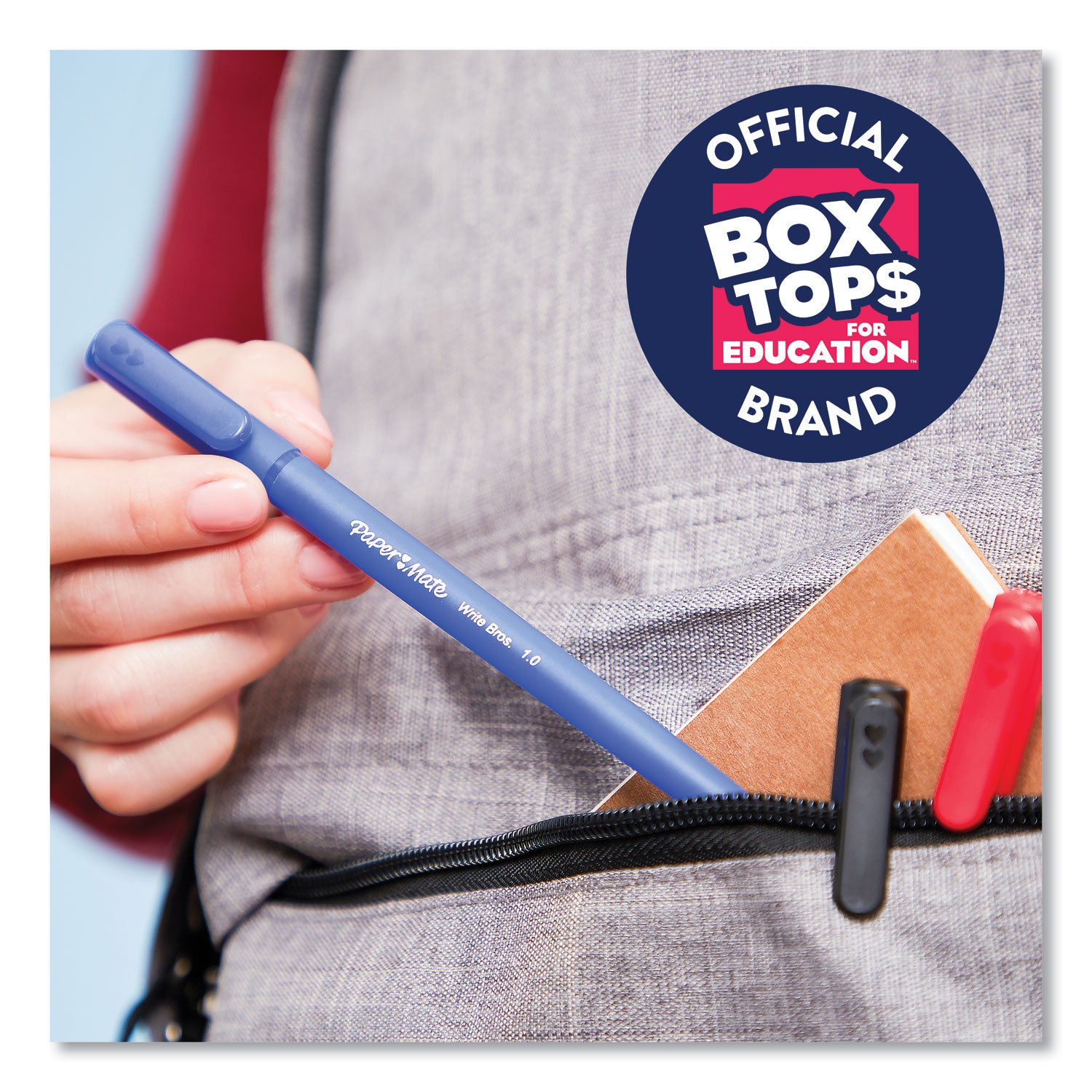 Paper Mate® Write Bros. Ballpoint Pen, Stick, Medium 1 Mm, Blue Ink, Blue Barrel, Dozen