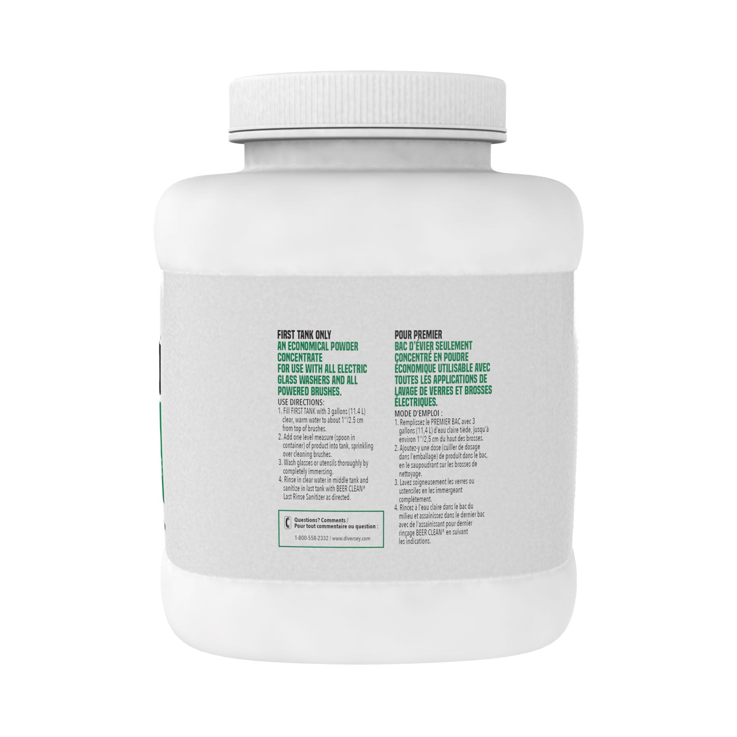 Diversey™ Beer Clean Glass Cleaner, Unscented, Powder, 4 Lb. Container