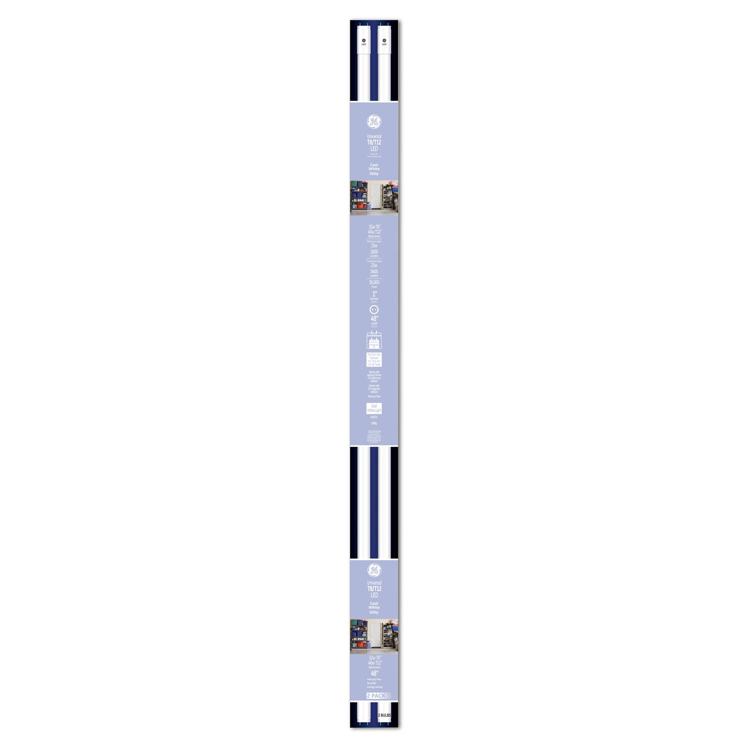 48" T8/T12, 40 W, T8 Tube, 15 W, Cool White, 6/Carton