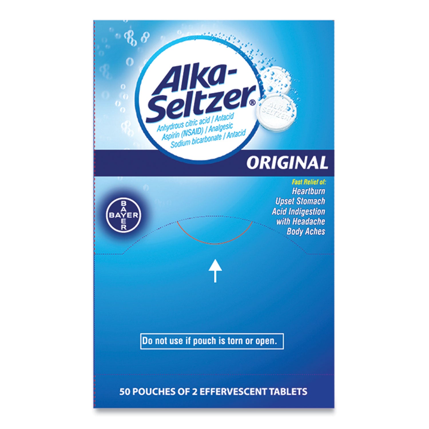 Alka-Seltzer® Antacid And Pain Relief Medicine, Two-Pack, 50 Packs/box