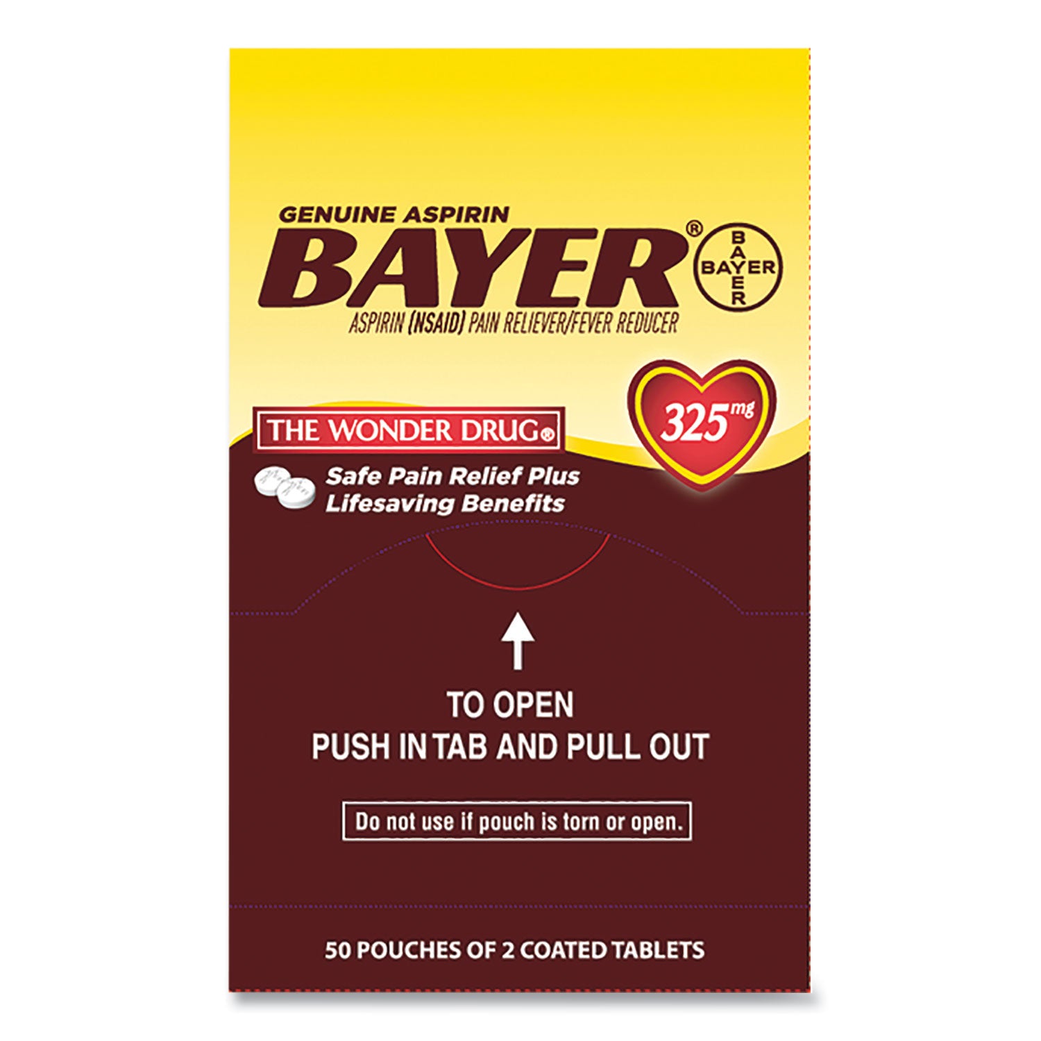 Bayer® Aspirin Tablets, Two-Pack, 50 Packs/box