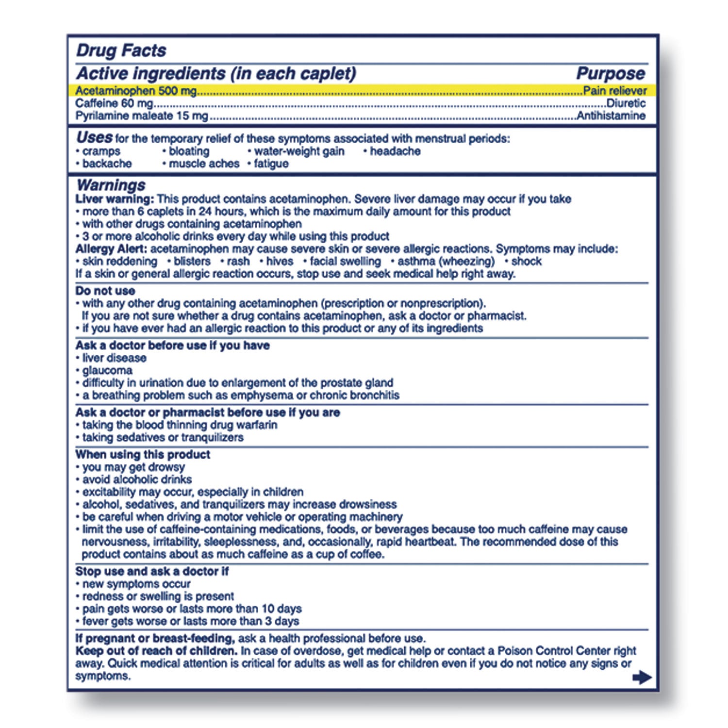 Midol® Complete Menstrual Caplets, Two-Pack, 30 Packs/box