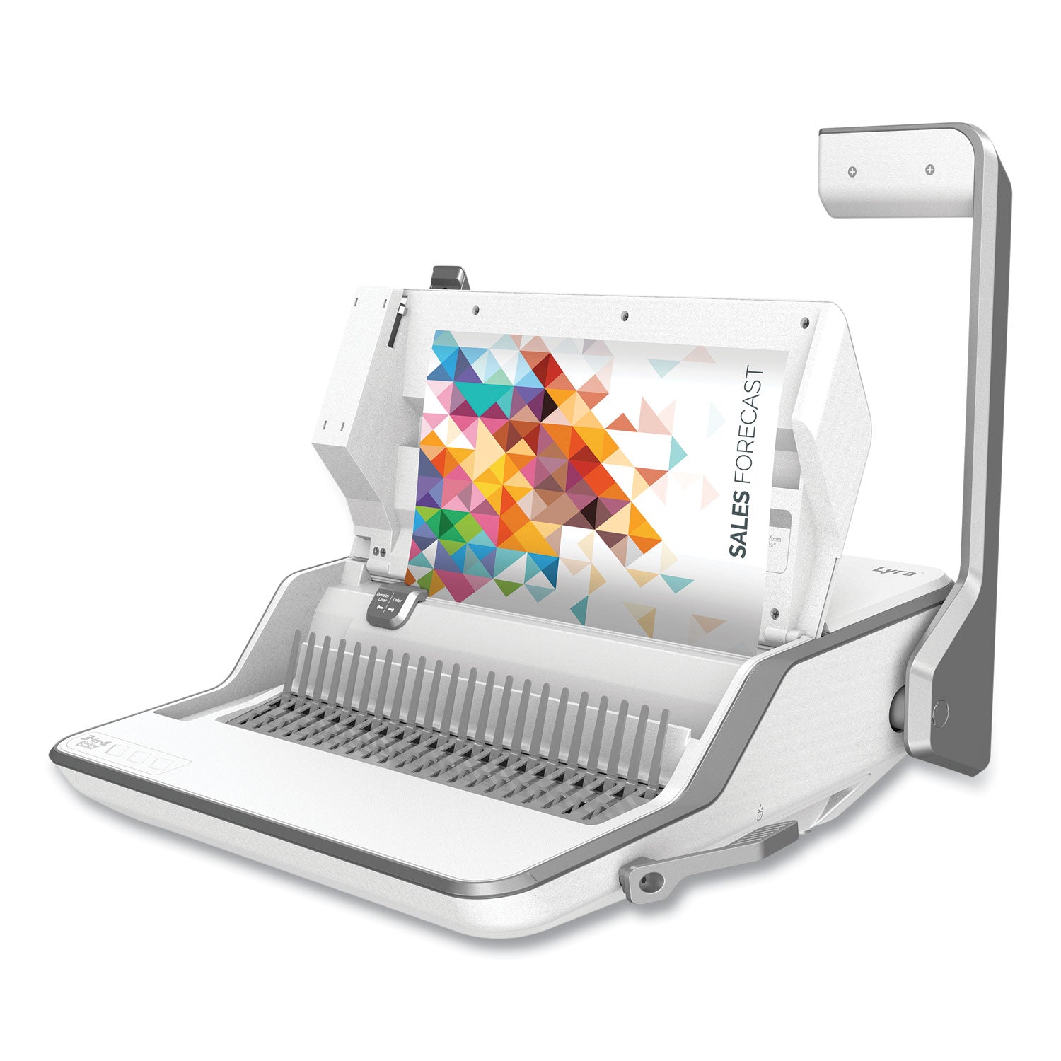 Fellowes® Lyra 3-In-1 Binding Center, 300 Sheets, 16.63 X 15.62 X 6.03, White/gray
