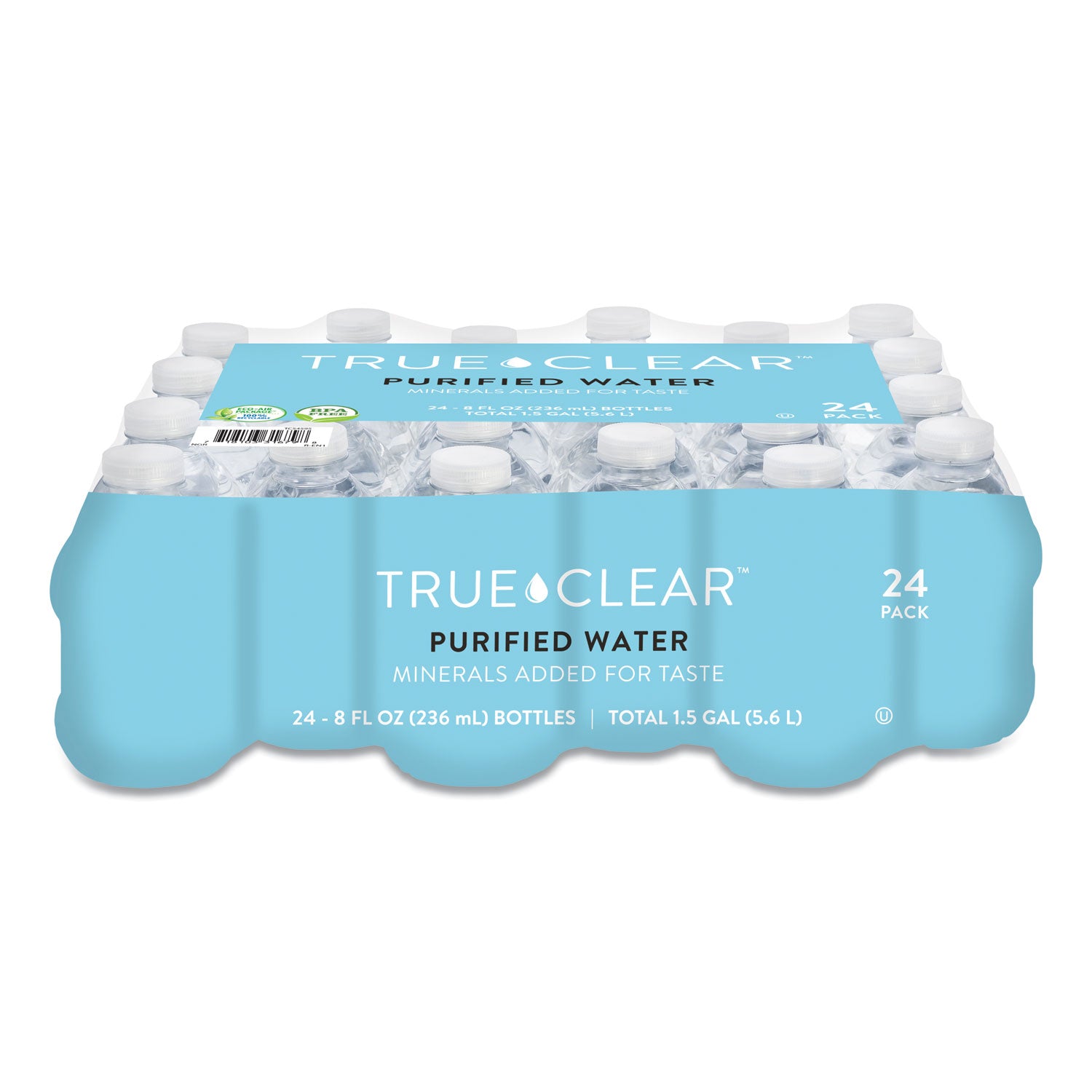 True Clear® Purified Bottled Water, 8 Oz Bottle, 24 Bottles/carton, 168 Cartons/pallet