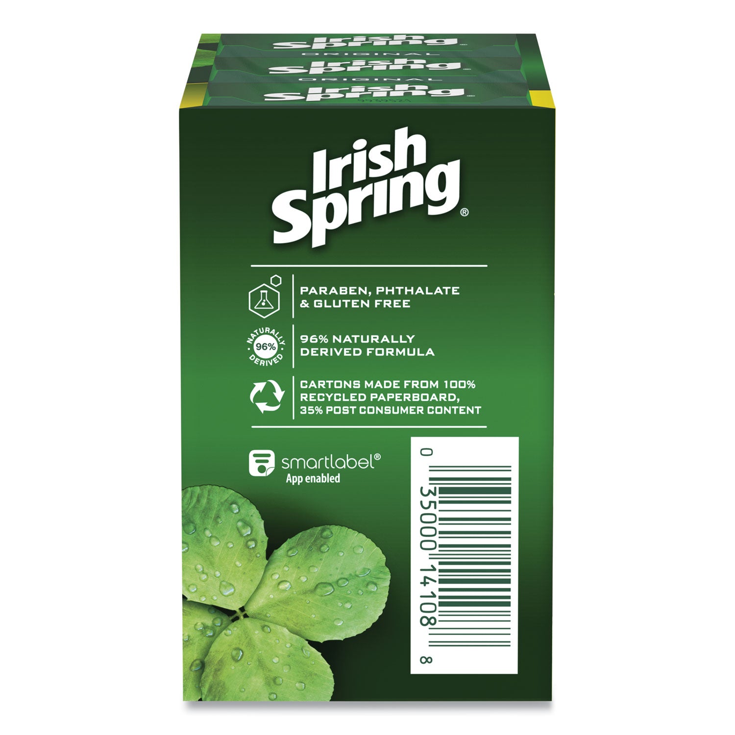 Irish Spring® Bar Soap, Clean Fresh Scent, 3.75 Oz, 3 Bars/pack, 18 Packs/carton