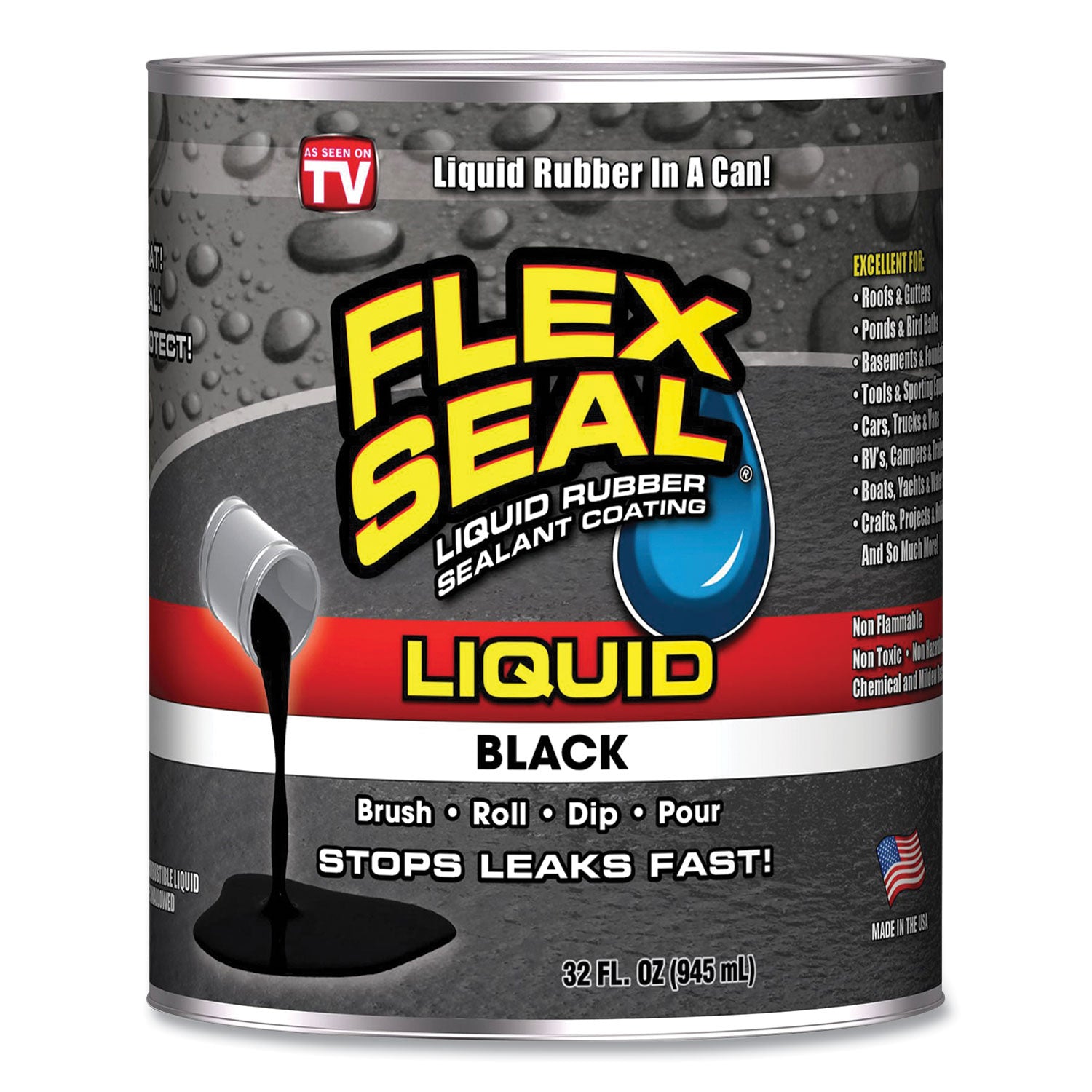 Liquid Rubber, 32 oz Can, Black