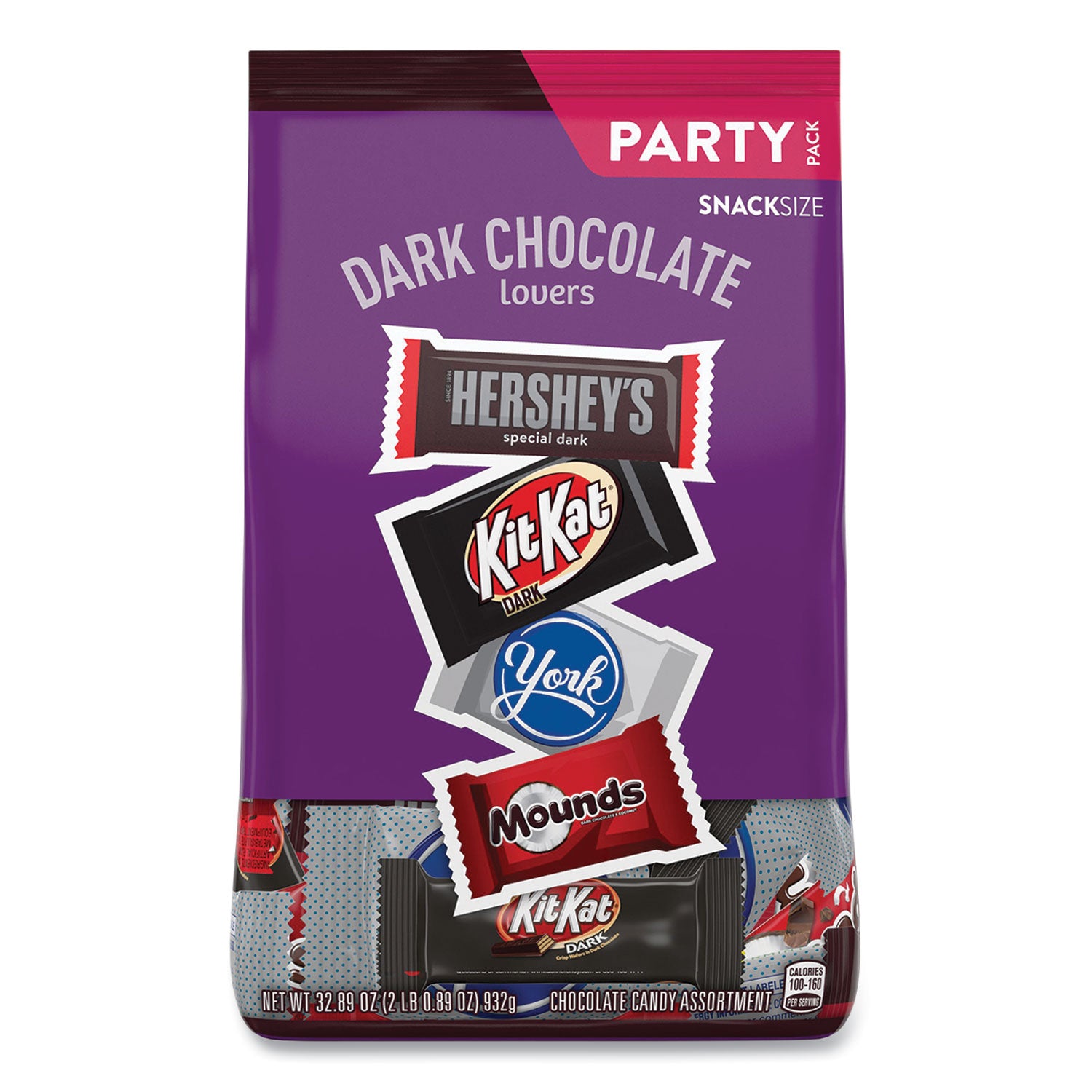 Hershey®'s Dark Chocolate Lovers Snack Size Party Pack, 32.89 oz Bag, Approximately 60 Pieces