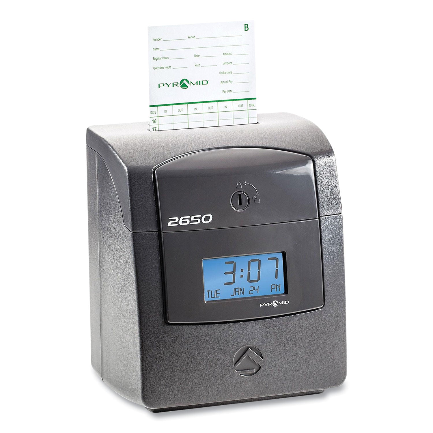 2650 Pro Auto Aligning Time Clock, LCD Display, Charcoal