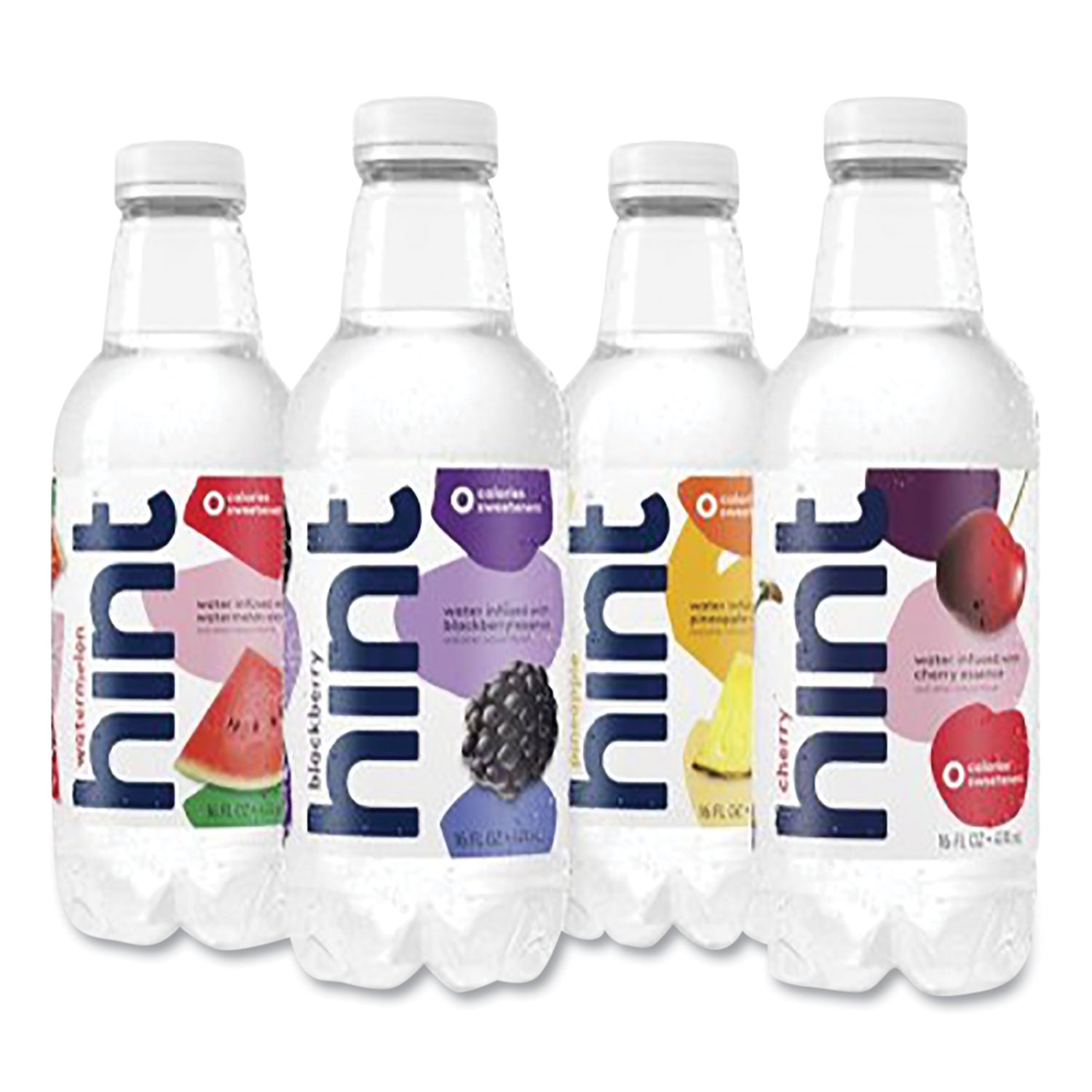 hint® Flavored Water Variety Pack, 3 Blackberry, 3 Cherry, 3 Pineapple, 3 Watermelon, 16 Oz Bottle, 12 Bottles/carton