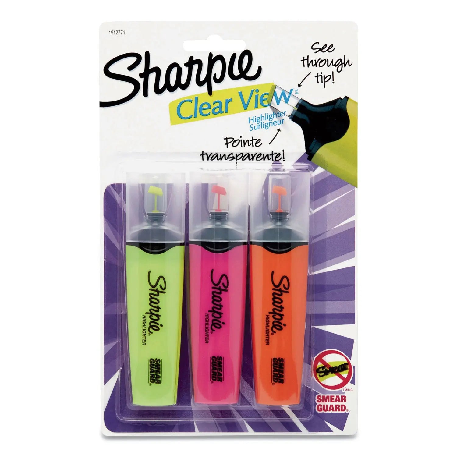 Clearview Tank-Style Highlighter, Assorted Ink Colors, Chisel Tip, Assorted Barrel Colors, 3/Pack Sharpie® Flipcost