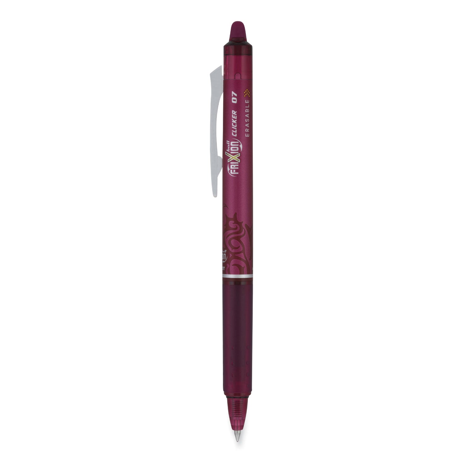 FriXion Clicker Erasable Gel Pen, Retractable, Fine 0.7 mm, Burgundy Ink, Burgundy Barrel, Dozen