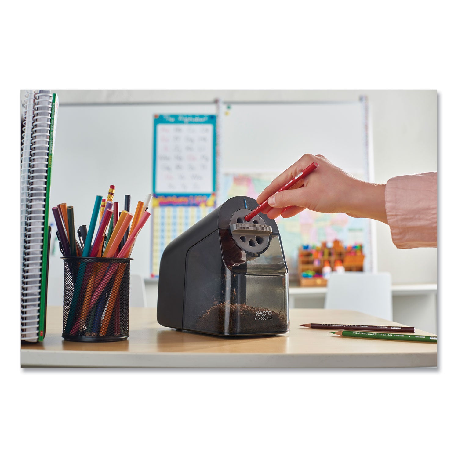 X-ACTO® Model 1670 School Pro Classroom Electric Pencil Sharpener, Ac-Powered, 4 X 7.5 X 7.5, Black/gray/smoke