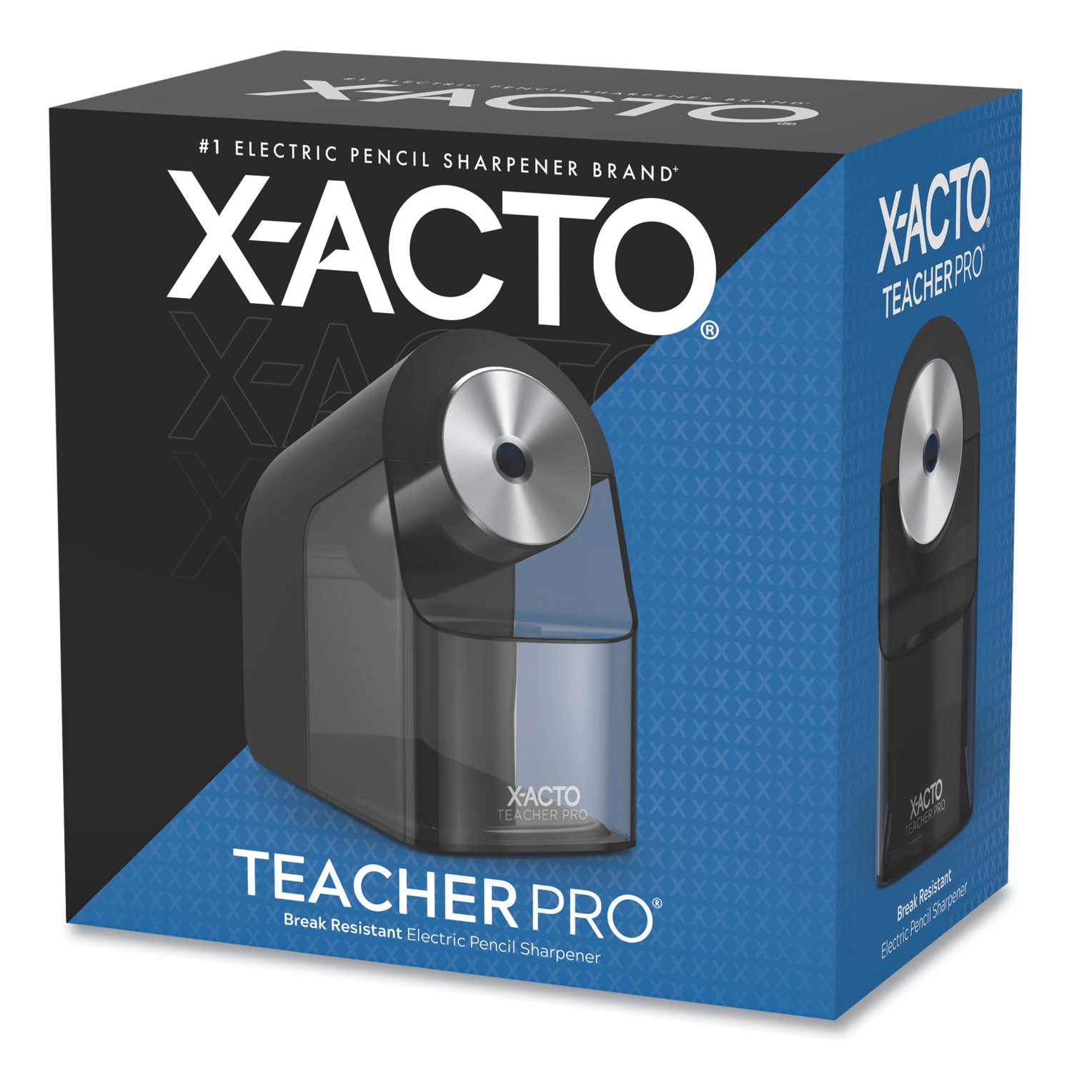 Model 1675 TeacherPro Classroom Electric Pencil Sharpener, AC-Powered, 4 x 7.5 x 8, Black/Silver/Smoke