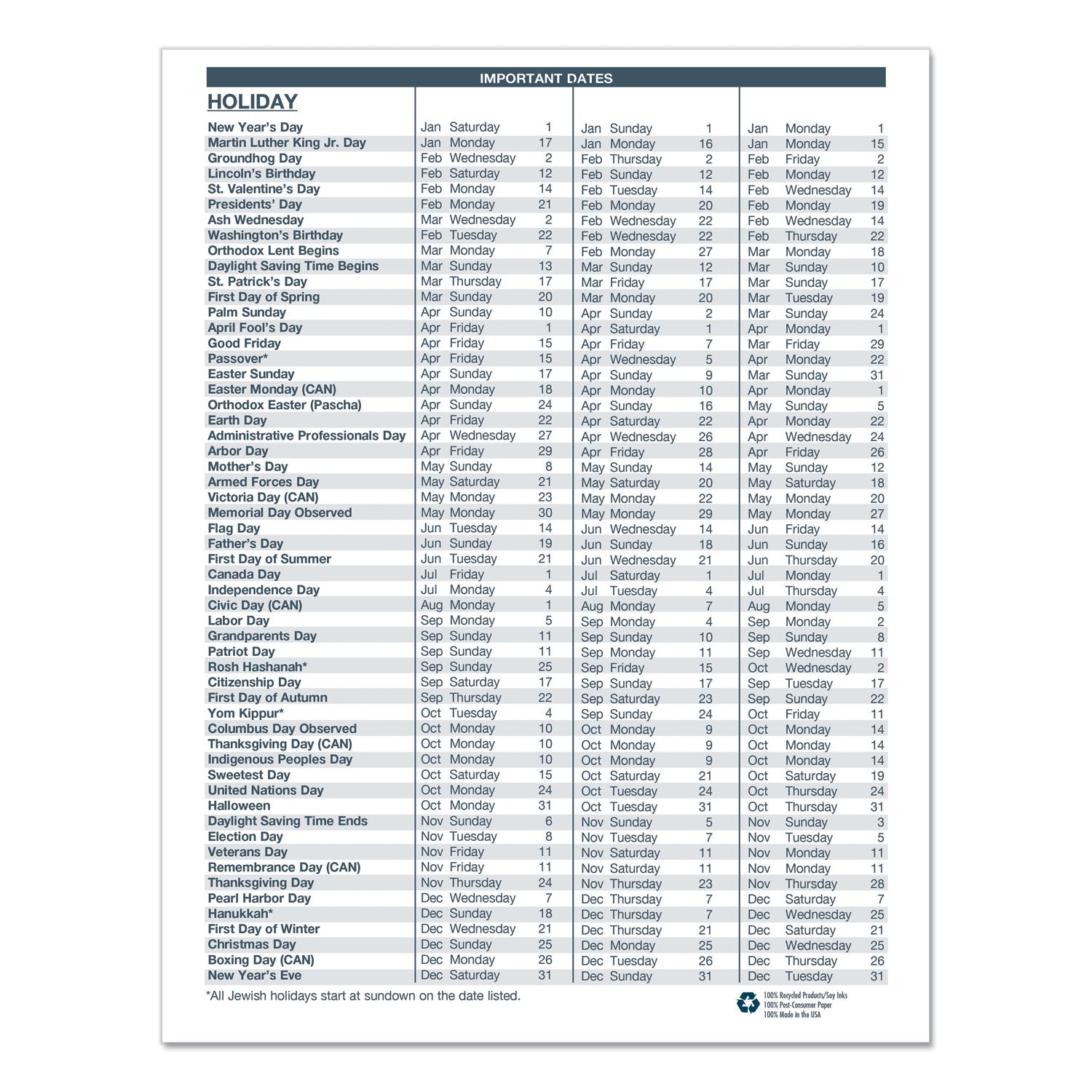 House of Doolittle™ Recycled Ruled 14-Month Planner with Leatherette Cover, 10 x 7, Black Cover, 14-Month: Dec 2024 to Jan 2026