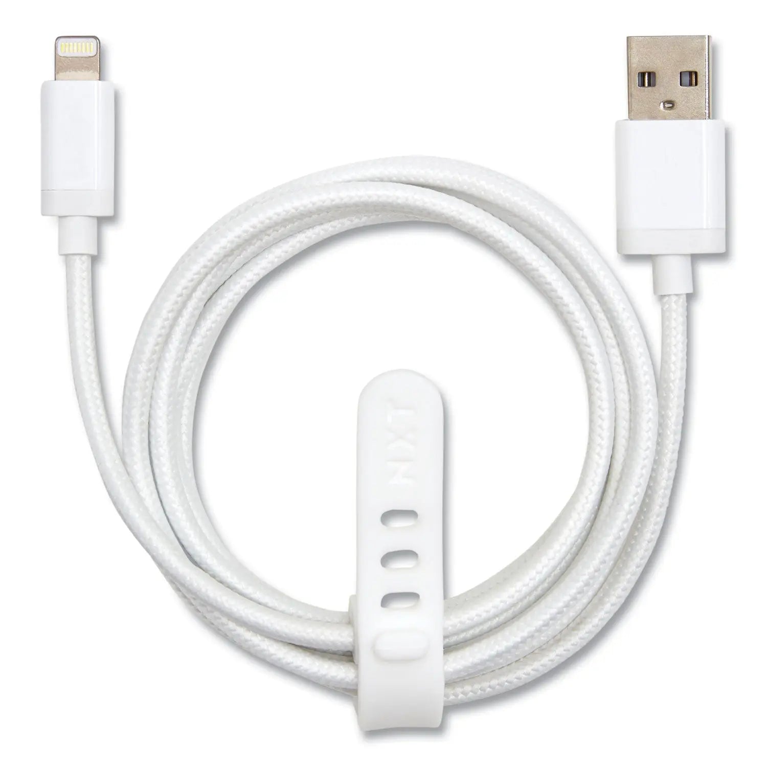 Braided Apple Lightning Cable to USB-A Cable, 6 ft, White NXT Technologies™ Flipcost