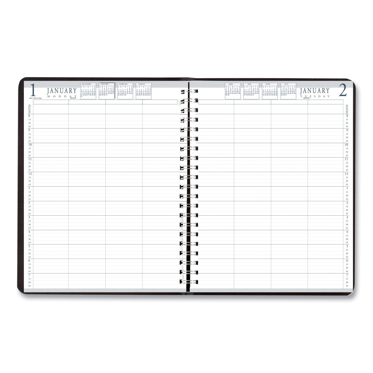 House of Doolittle™ Four-Person Group Practice Daily Appointment Book, 11 x 8.5, Black Cover, 12-Month (Jan to Dec): 2025