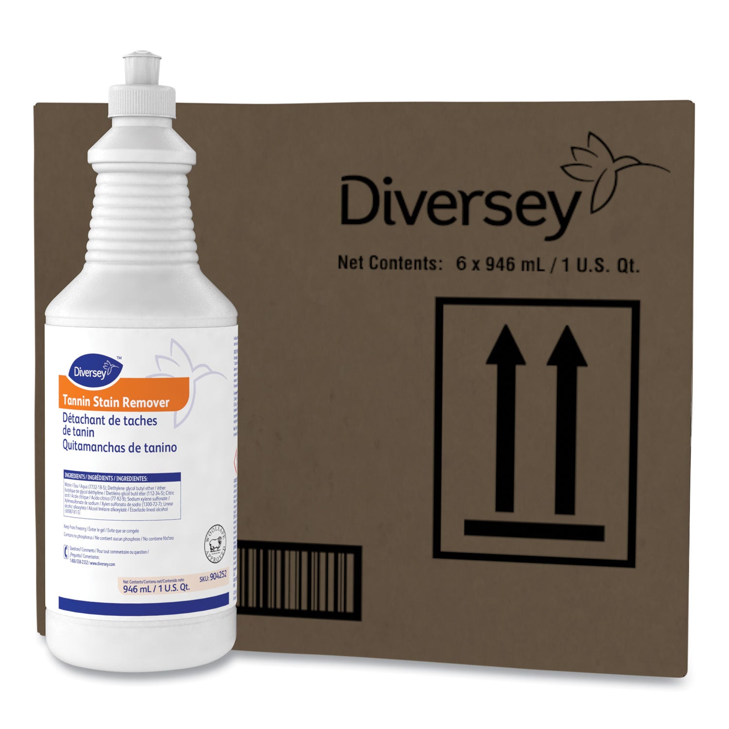 Diversey™ Tannin Stain Remover, 32 Oz Bottle, Fruity, 6/ct