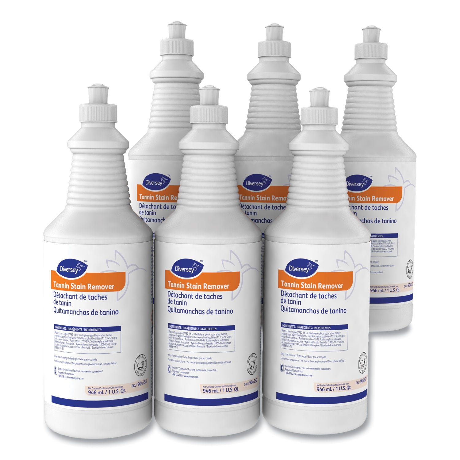Diversey™ Tannin Stain Remover, 32 Oz Bottle, Fruity, 6/ct