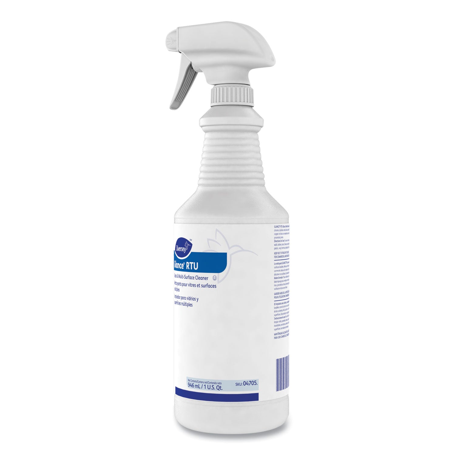 Diversey™ Glance Glass and Multi-Surface Cleaner, Original, (12) 32 oz Capped Bottles and One Trigger Sprayer