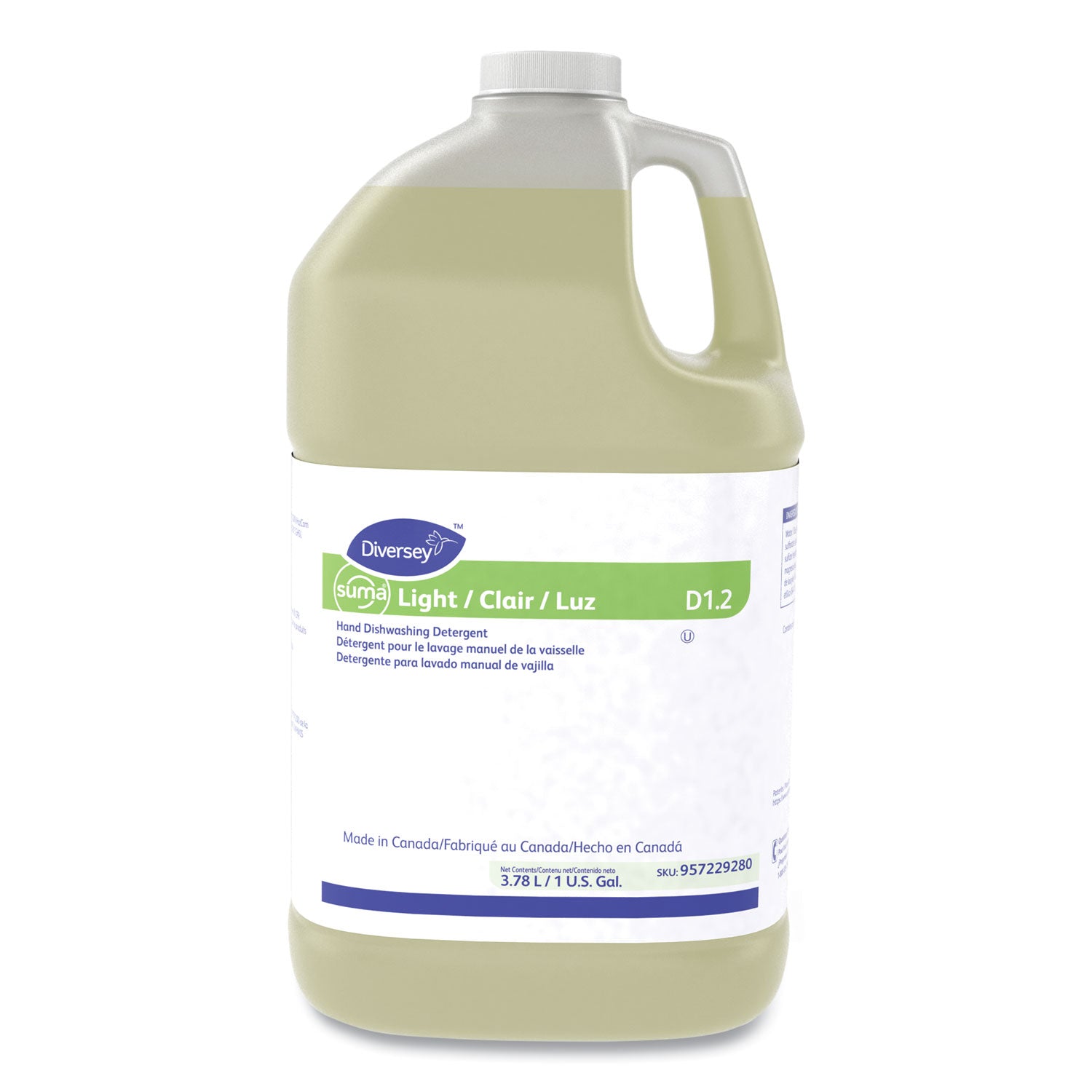 Diversey™ Suma Light D1.2 Hand Dishwashing Detergent, Citrus, 1 gal Container, 4/Carton