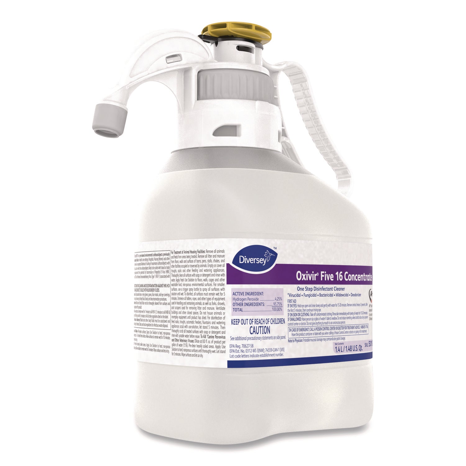Diversey™ Oxivir Five 16 Concentrate One Step Disinfectant Cleaner, Liquid, 1.4 L, 2/ct