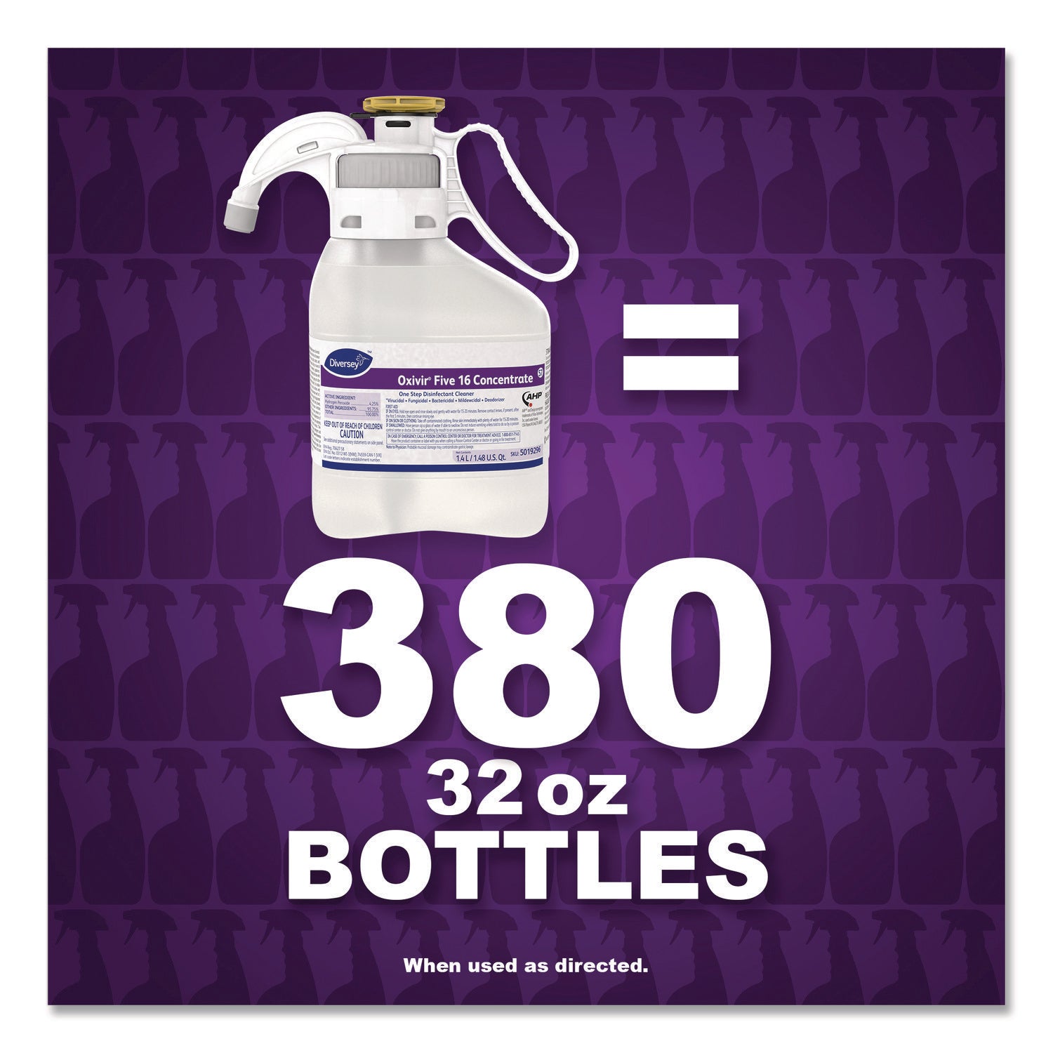 Diversey™ Oxivir Five 16 Concentrate One Step Disinfectant Cleaner, Liquid, 1.4 L, 2/ct