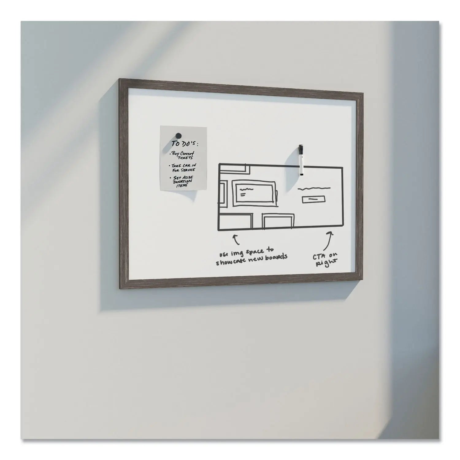 Magnetic Dry Erase Board with Rustic Frame, 35 x 23, White Surface, Brown Frame U Brands Flipcost