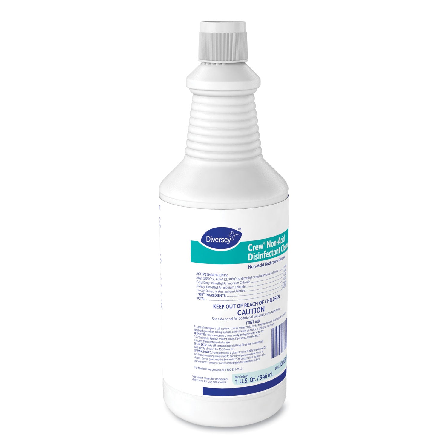 Diversey™ Crew Neutral Non-Acid Bowl And Bathroom Disinfectant, 32 Oz Squeeze Bottle, 12/carton