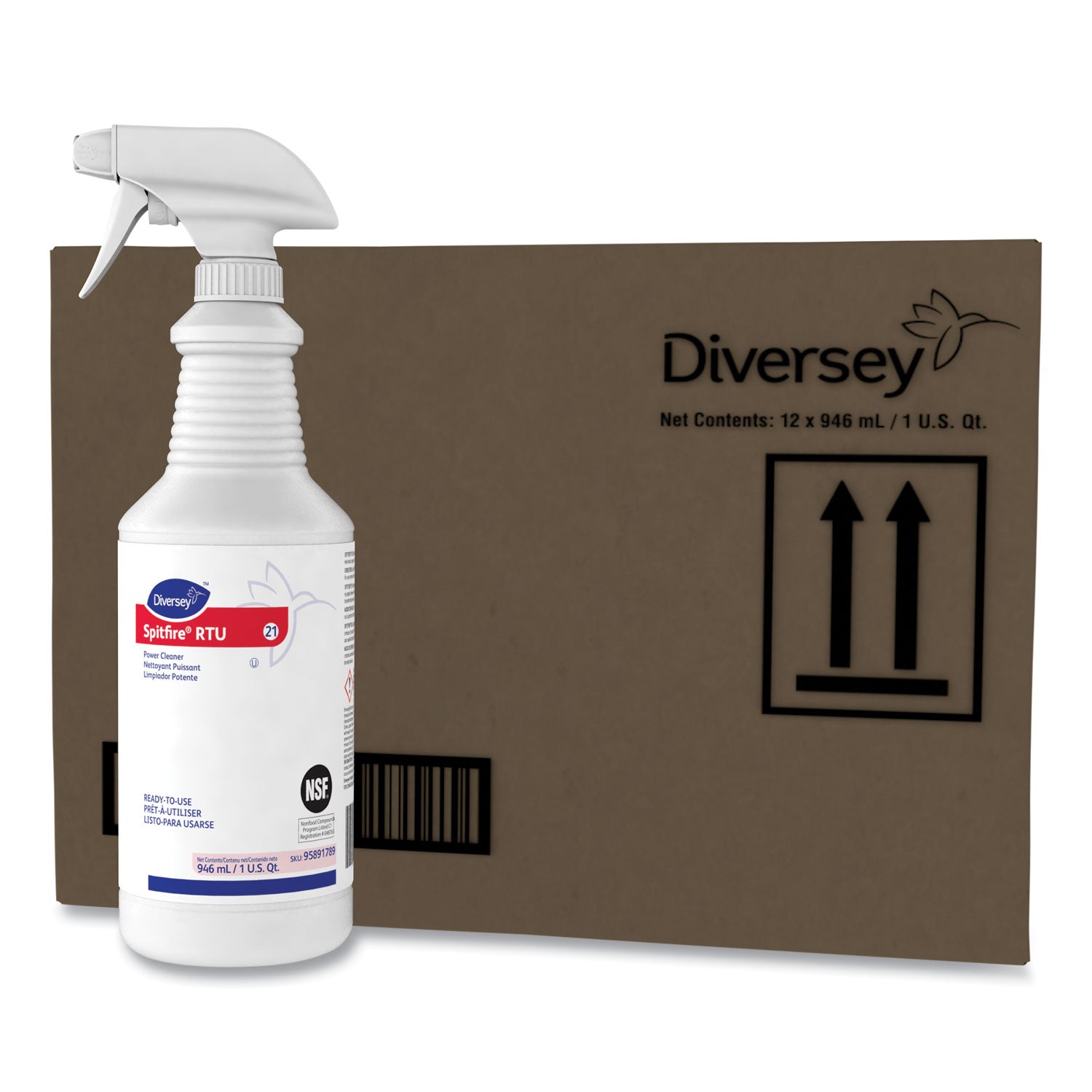 Diversey™ Spitfire Power Cleaner, Liquid, Fresh Pine Scent, 32 Oz Spray Bottle, 12/carton