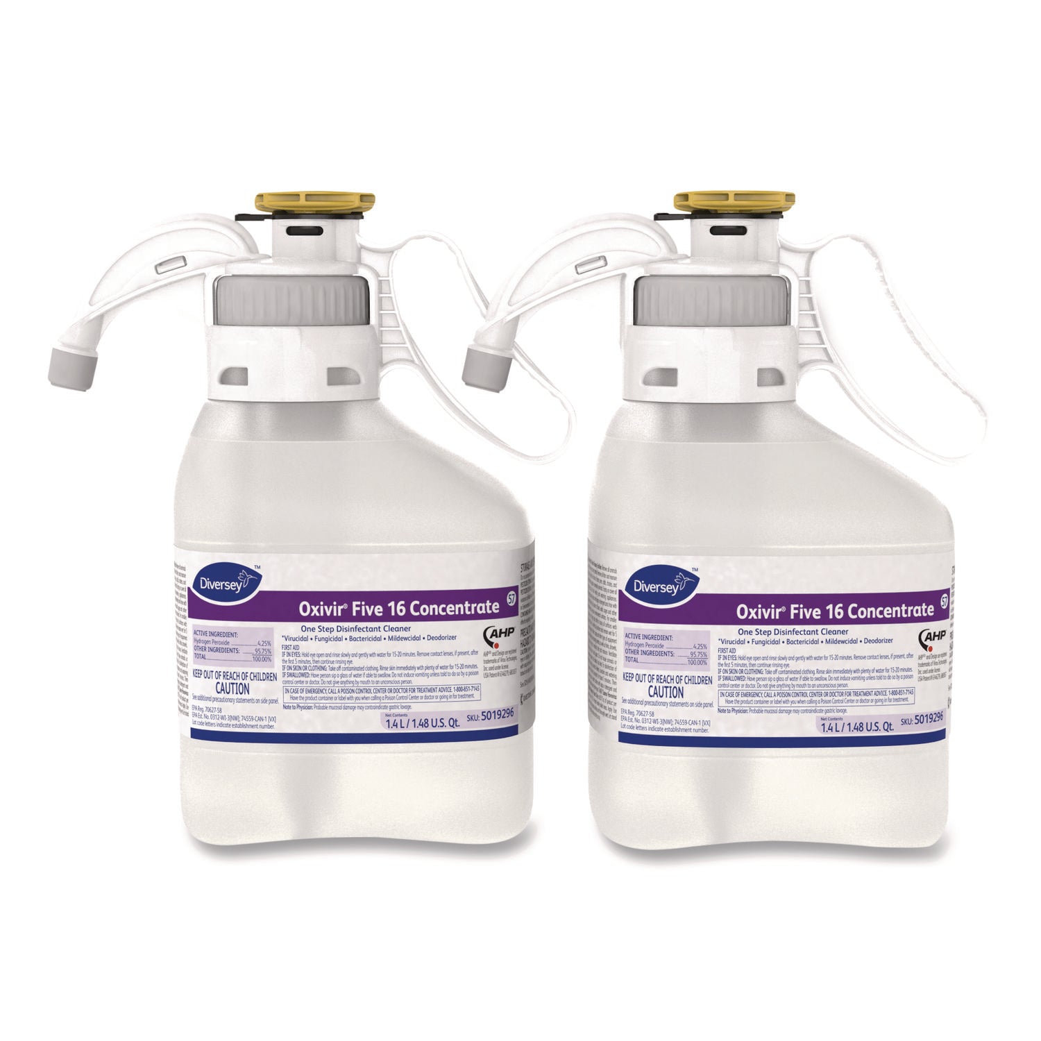 Diversey™ Oxivir Five 16 Concentrate One Step Disinfectant Cleaner, Liquid, 1.4 L, 2/ct