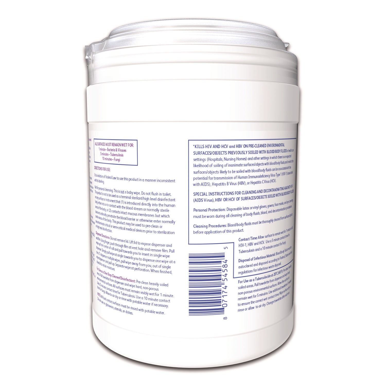 Diversey™ Oxivir TB Disinfectant Wipes, 7 x 6, White, 160/Canister, 12 Canisters/Carton