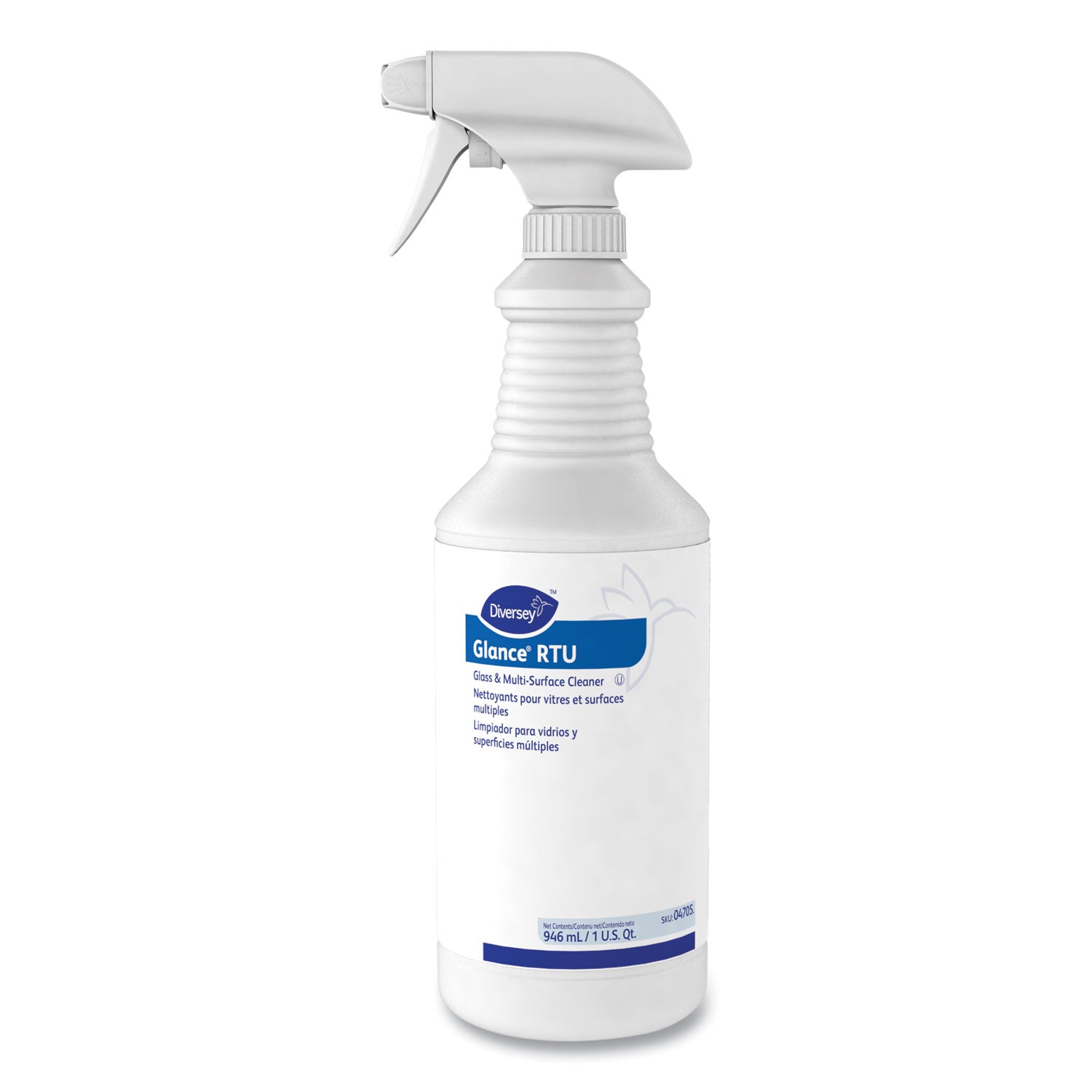 Diversey™ Glance Glass and Multi-Surface Cleaner, Original, (12) 32 oz Capped Bottles and One Trigger Sprayer