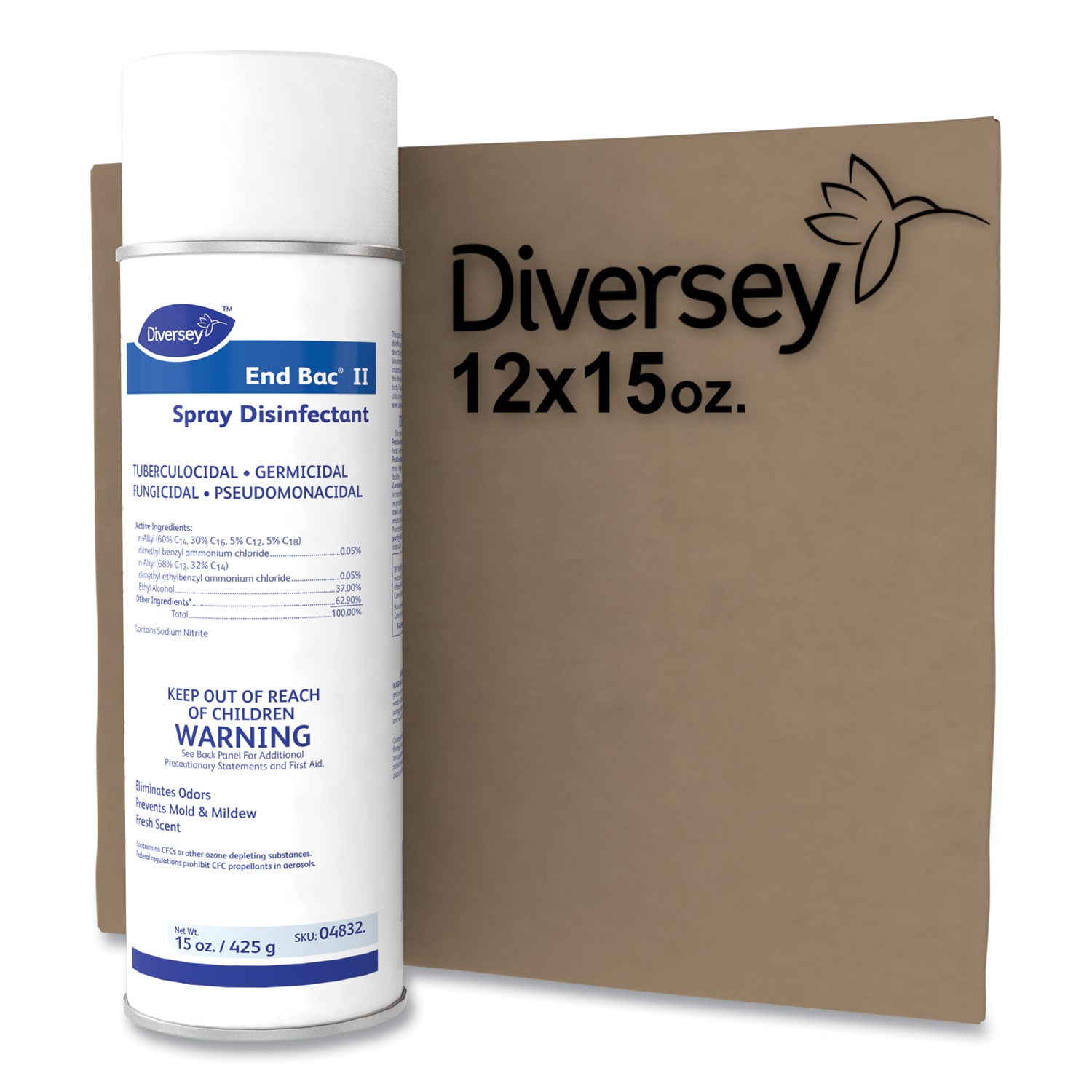 Diversey™ End Bac Ii Spray Disinfectant, Fresh Scent, 15 Oz Aerosol Spray, 12/carton