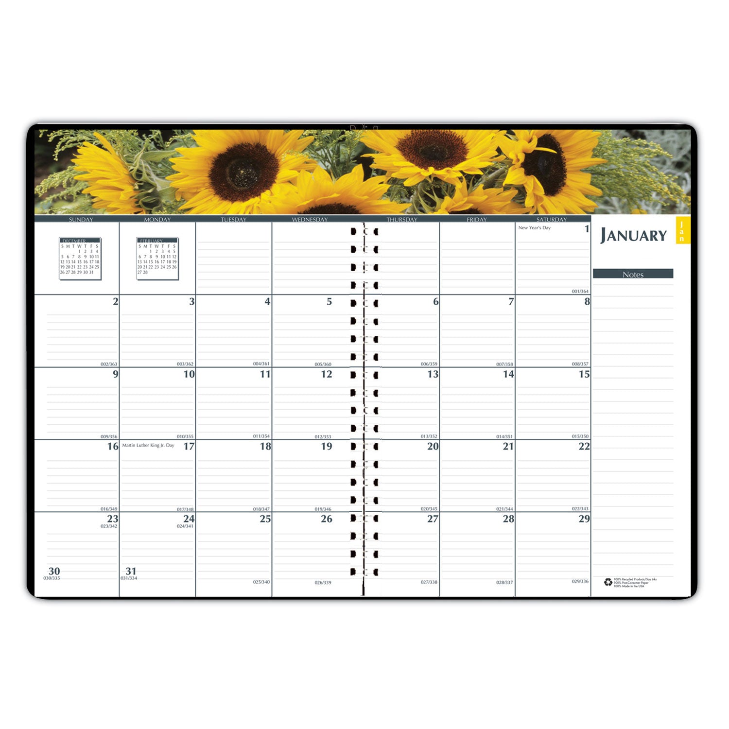 House of Doolittle™ Express Track Recycled Weekly Appointment Book/Monthly Planner, 8 x 5, Black Cover, 13-Month: Jan 2025 to Jan 2026