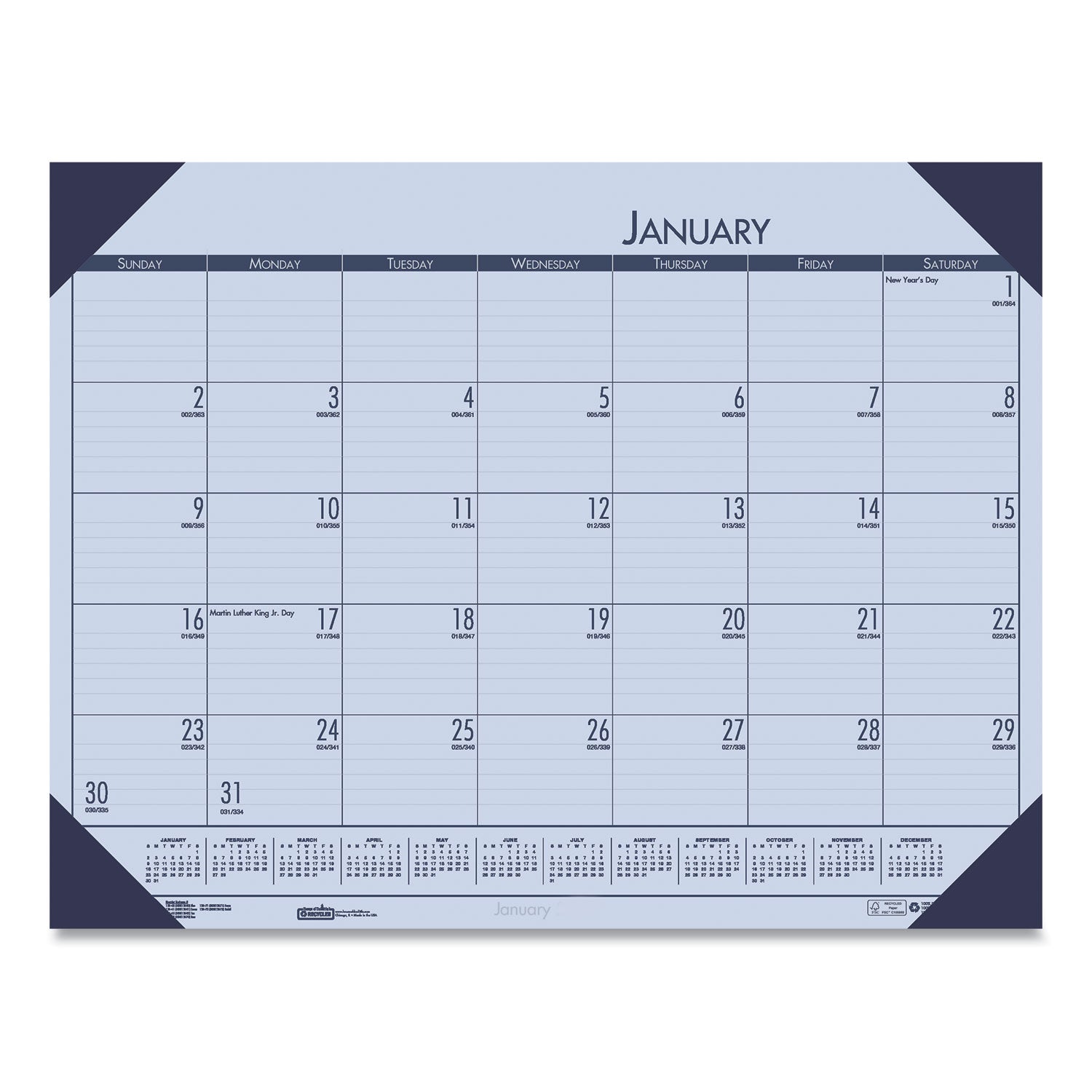 EcoTones Recycled Monthly Desk Pad Calendar, 22 x 17, Sunset Orchid Sheets, Cordovan Corners, 12-Month (Jan to Dec): 2025